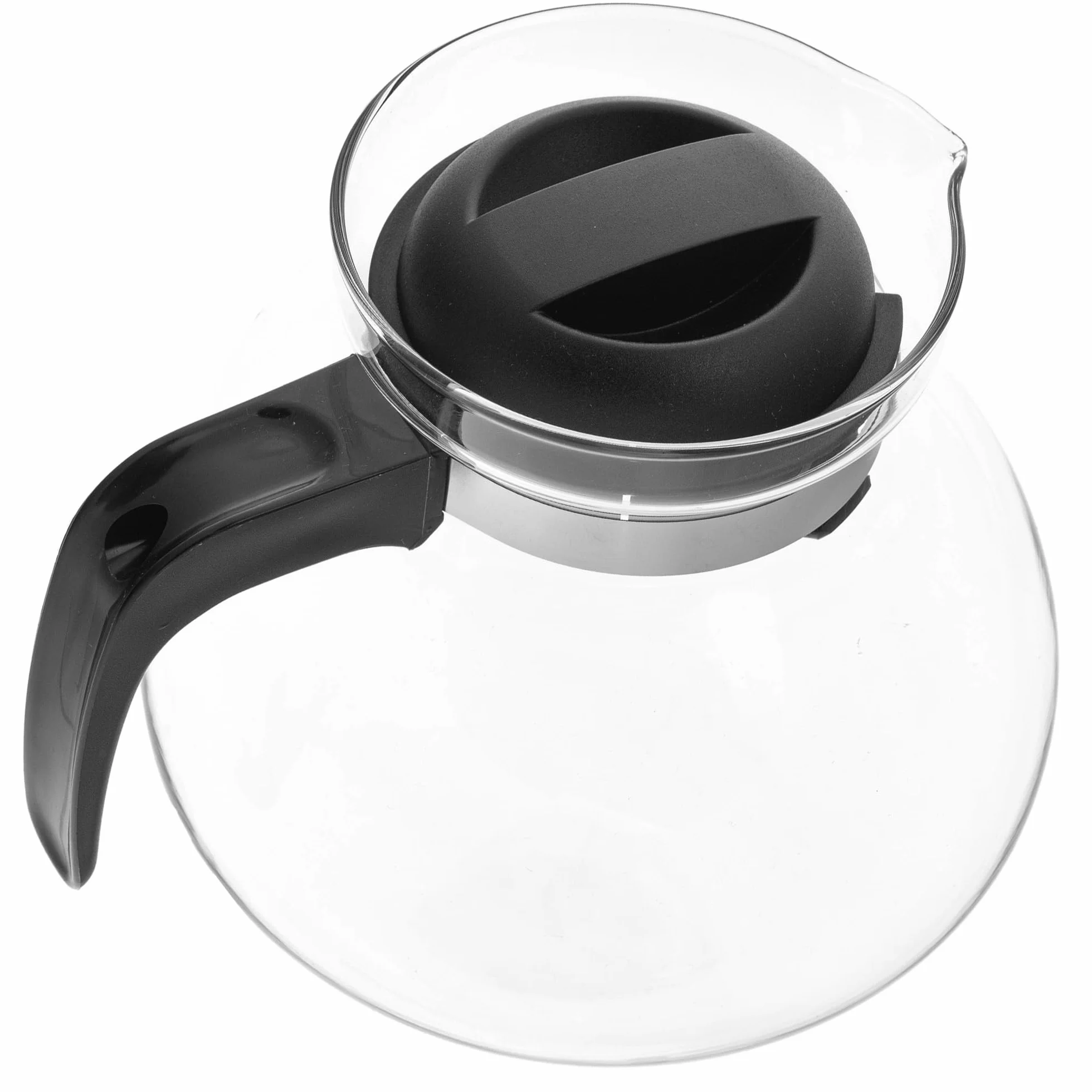 KADAX Dzbanek do herbaty, kawy i soku 1,7 l ze szkła żaroodpornego, z ergonomicznym uchwytem i zdejmowaną pokrywką, kolor czarny