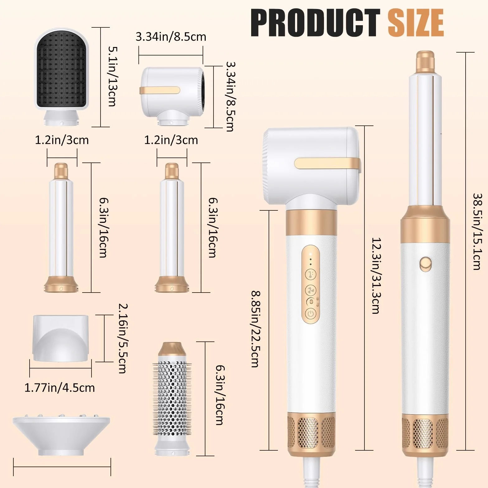 7 w 1 suszarka do włosów Airstyler, profesjonalna suszarka jonowa, wielofunkcyjny zestaw z szczotką do włosów z efektem ciepłego powietrza, lokówką, prostownicą do włosów dla wszystkich