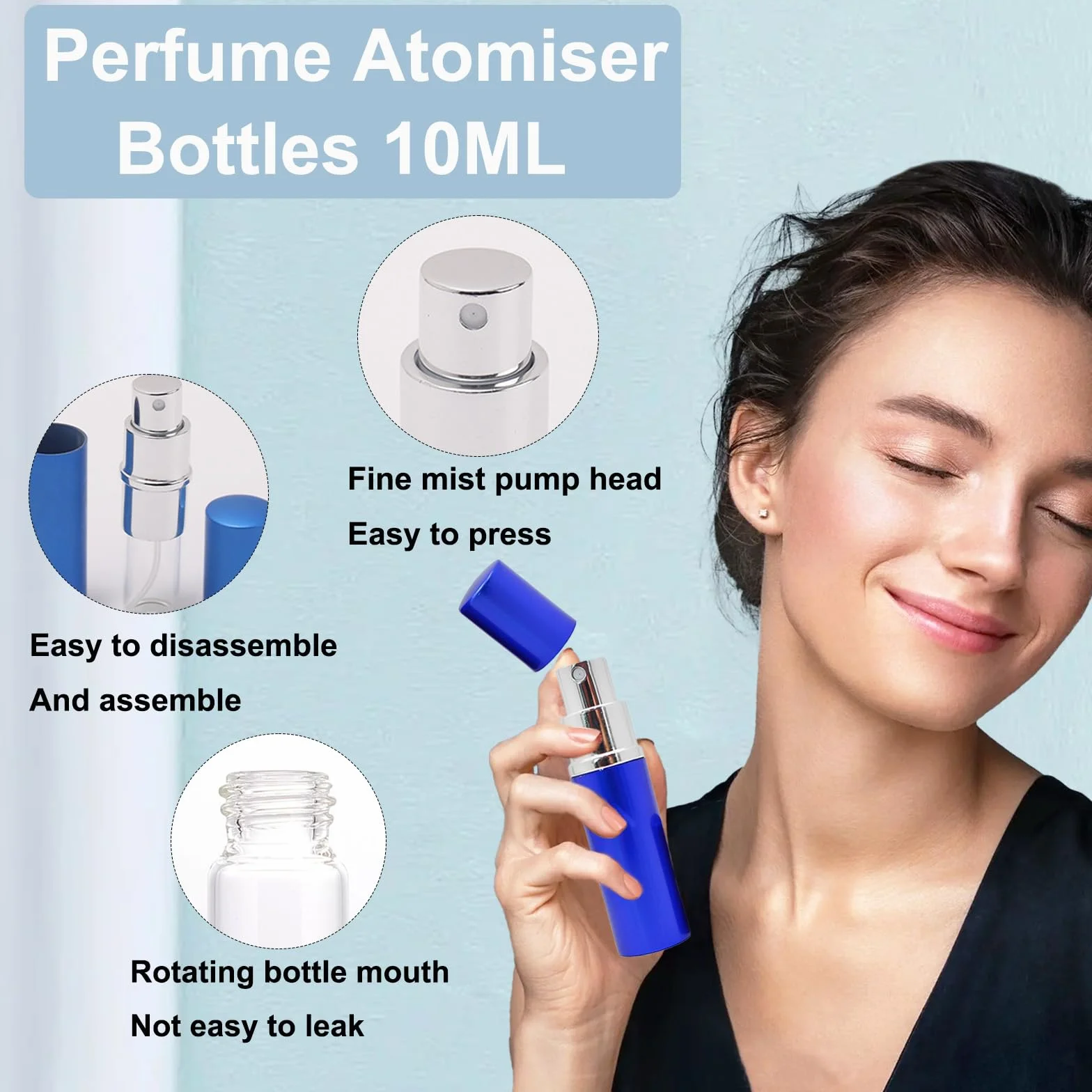 KEYRI 4 butelki z rozpylaczem perfum 10 ml, rozpylacz perfum do wielokrotnego napełniania, podróżny dozownik po goleniu, mini butelka z rozpylaczem, pusta butelka podróżna, do bagażu kieszonkowego,