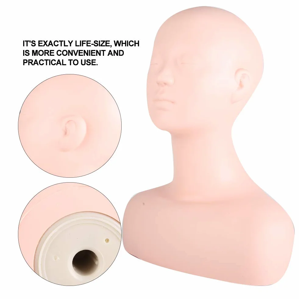 Głowa Manekina, 15,7 X 21,3 Cala PVC Silikonowy makijaż Manekin Twarzy Wielofunkcyjne Manekiny Głowy Manekina z Ramieniem 12,6 Cala, Głowa Peruki Manekiny do Makijażu, Fryzjerzy