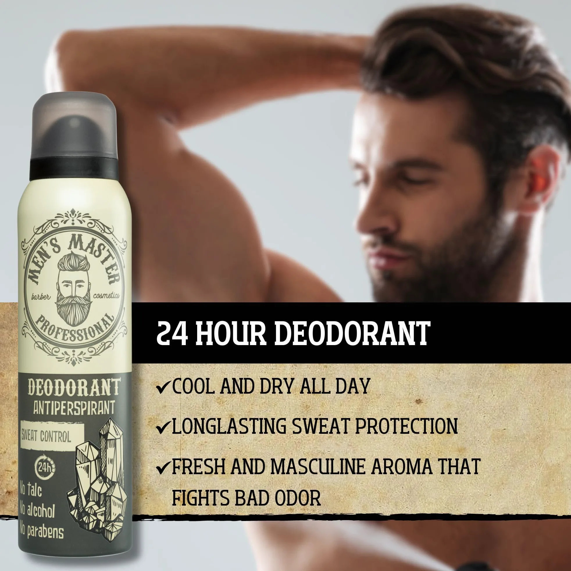 3-częściowy zestaw na co dzień | Dezodorant antyperspiracyjny 24 godziny | Odmładzający krem przeciwstarzeniowy dla mężczyzn | Szampon do Ciała i Włosów | Zestaw upominkowy dla Niego