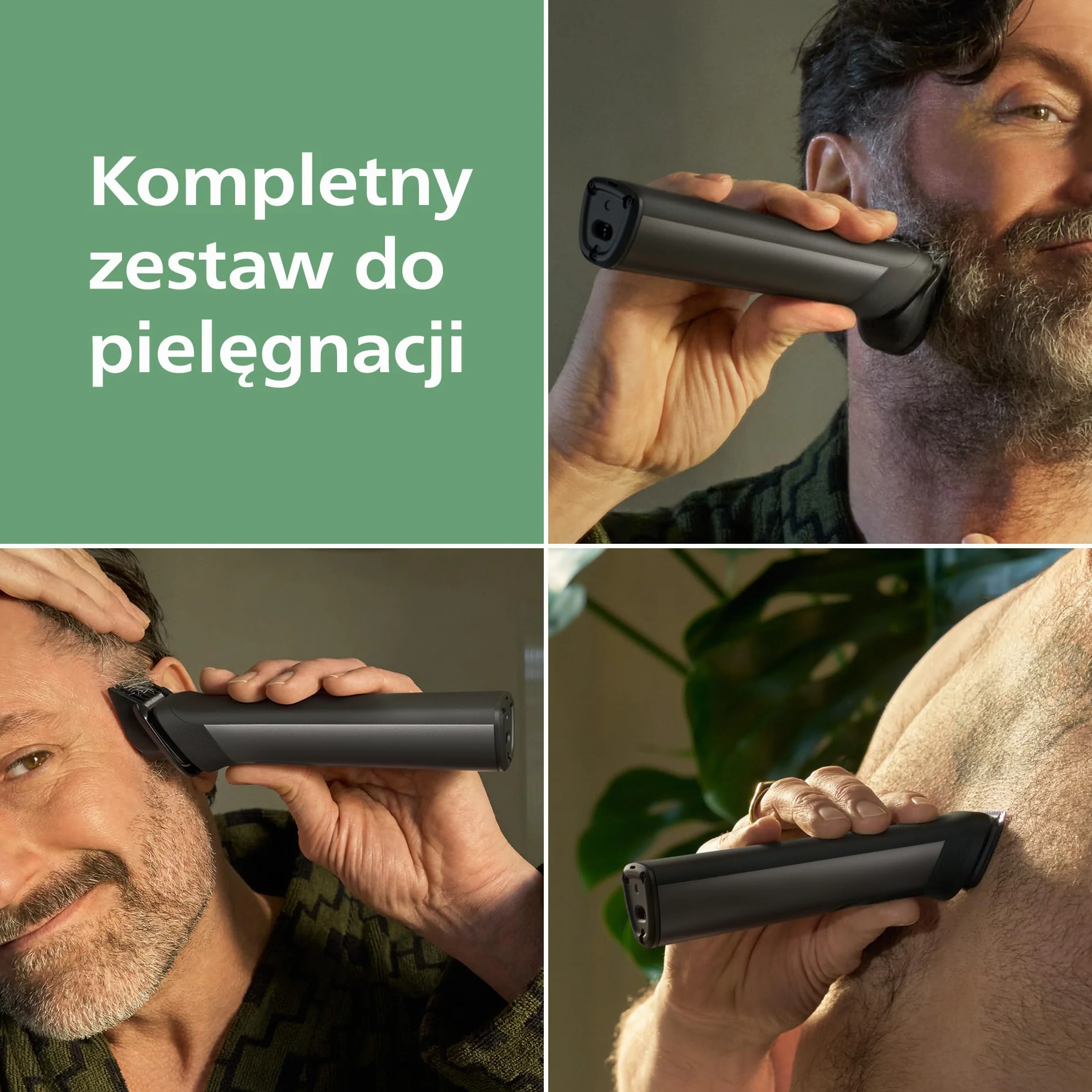19-elementowy Philips Multigroom All-in-One z serii 9000: kompleksowy zestaw do pielęgnacji twarzy, głowy i ciała, dodatkowy trymer OneBlade, 27 ustawień długości (0,2-20 mm), model MG9556/15
