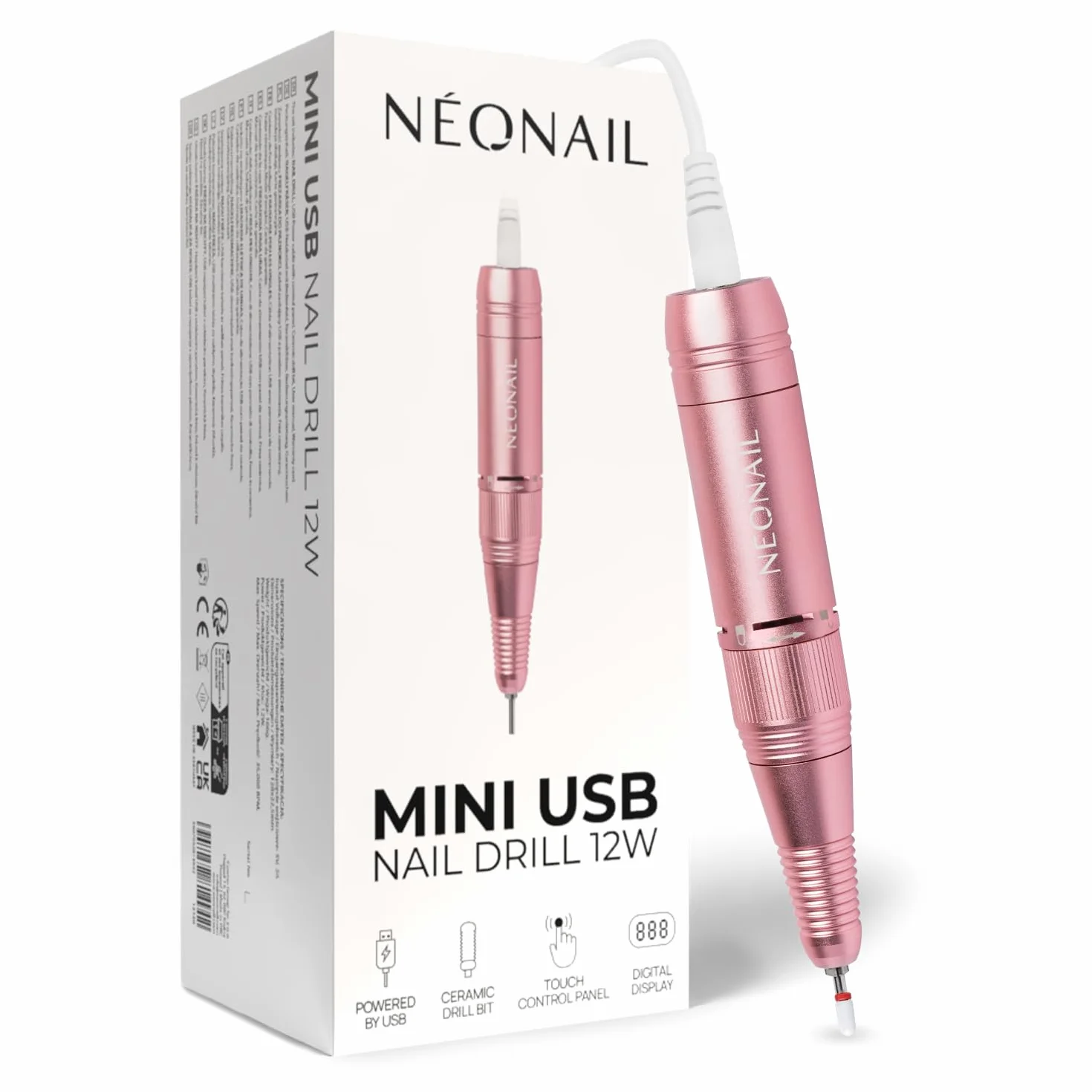 NÉONAIL Frezarka do paznokci Mini USB Nail Drill 12 W - Frez ceramiczny w zestawie - Manicure & Pedicure