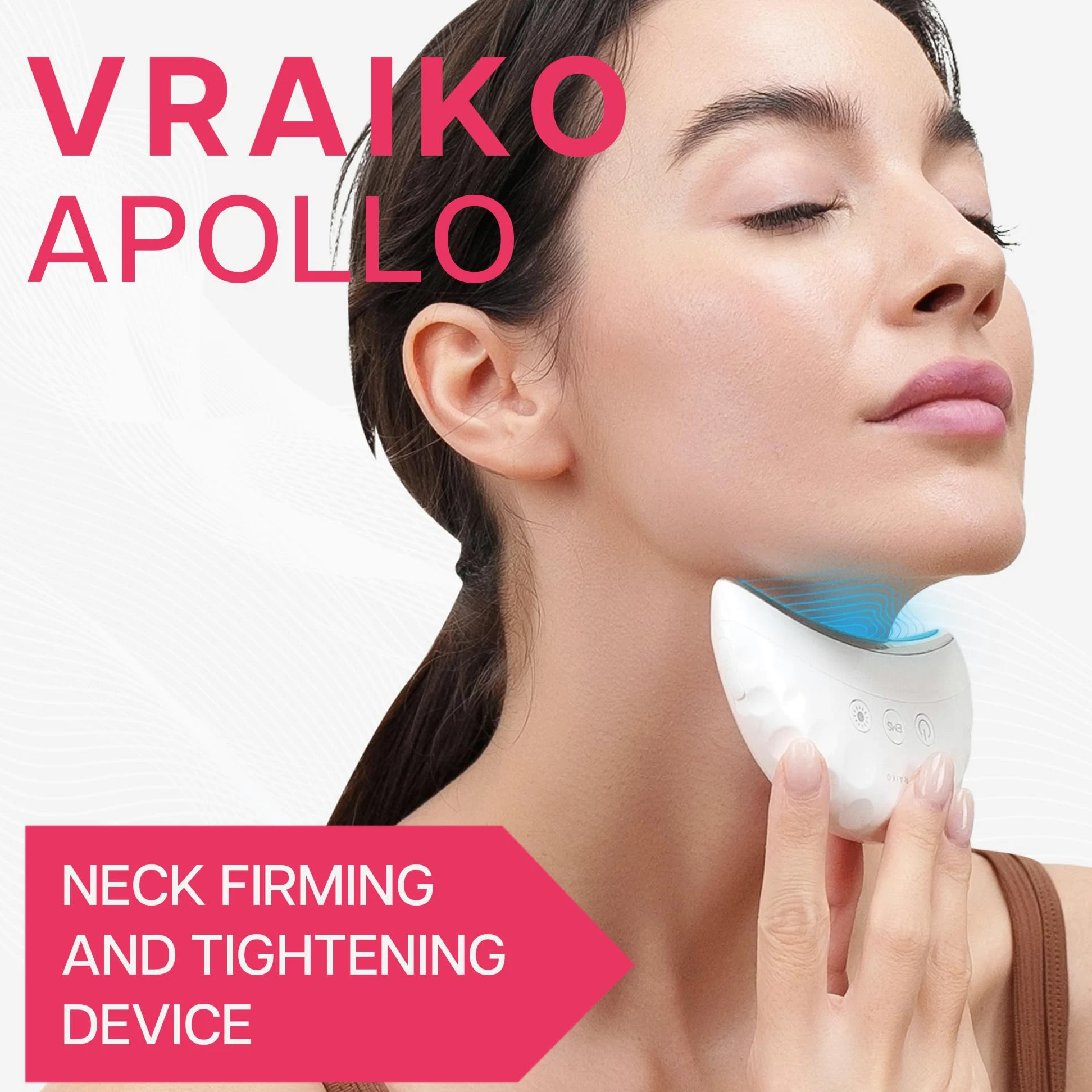 VRAIKO APOLLO masażer do liftingu szyi, EMS Gua Sha, podwójne działanie LED, wodoodporny IP65