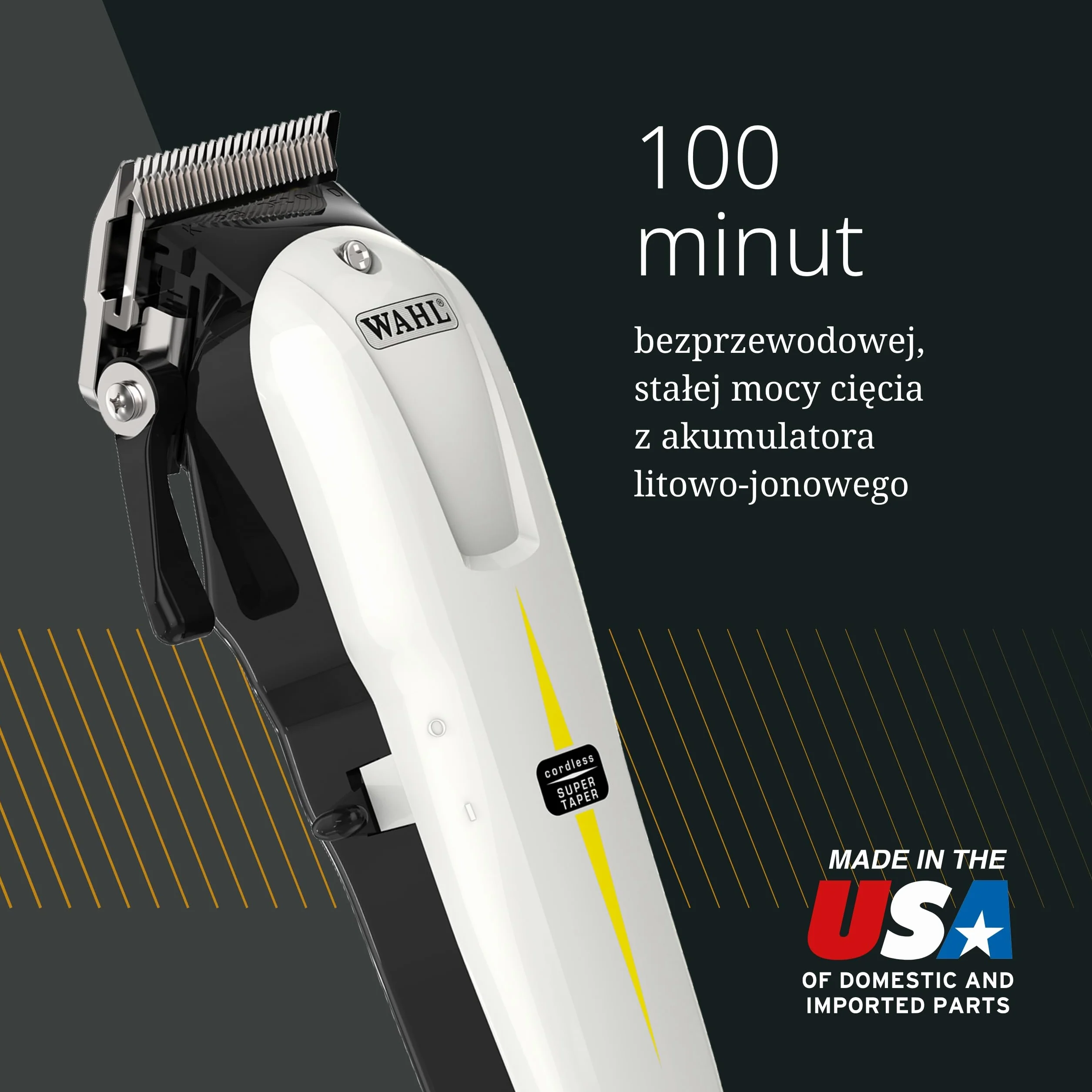 Wahl Cordless Super Taper - Professional Mains Hair Clipper - do usuwania masowego i zwężania się, czarno -białe