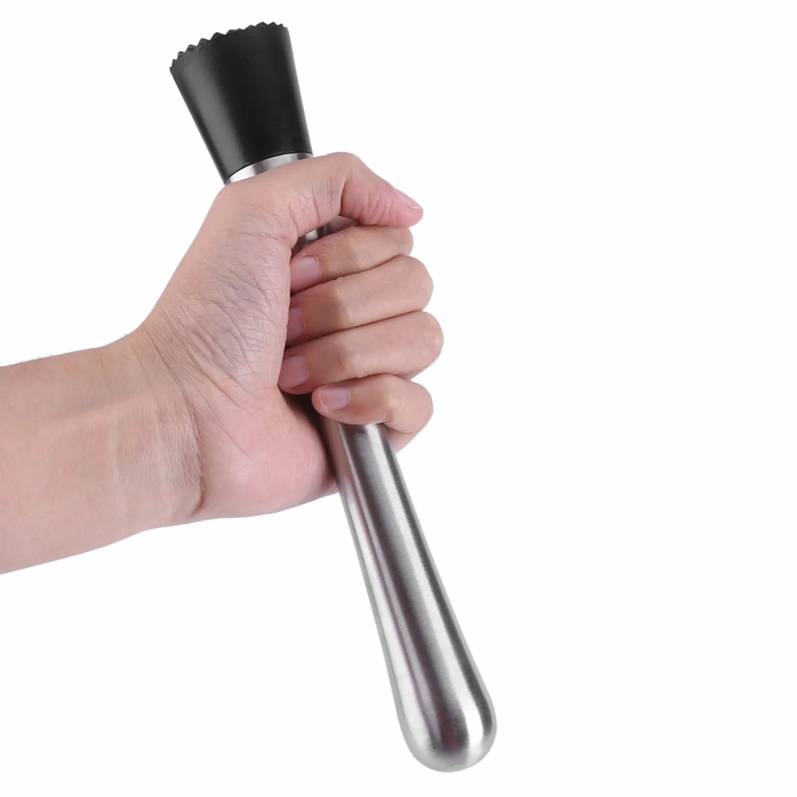 Mieszadło do Koktajli ze Stali Nierdzewnej Bar ze Stali Nierdzewnej Stick Masher Mikser do Owoców do Zestawu Koktajli Zestaw Narzędzi Barowych Narzędzie Barmańskie Srebrny