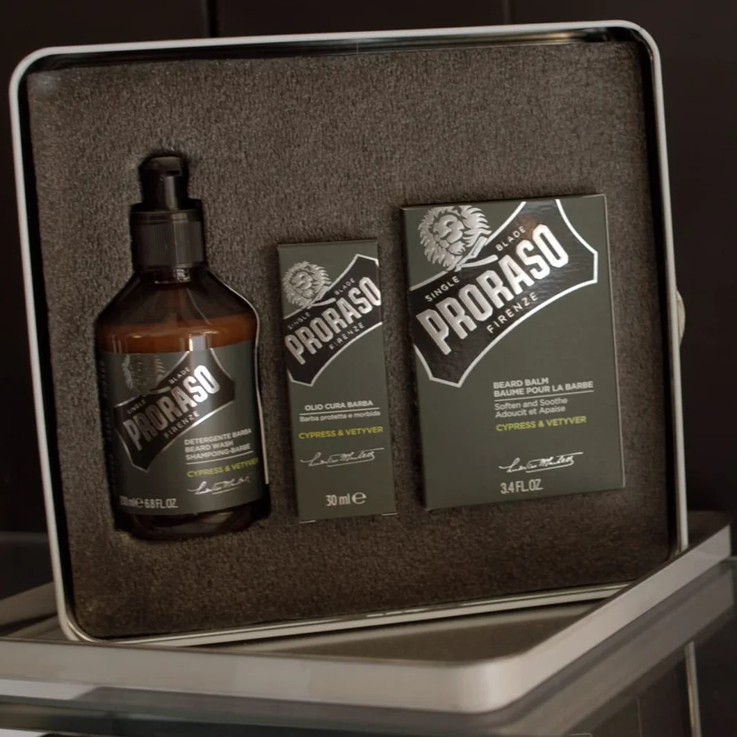 Proraso Beard Kit Cypress & Vetyver – 3-częściowy zestaw do pielęgnacji brody