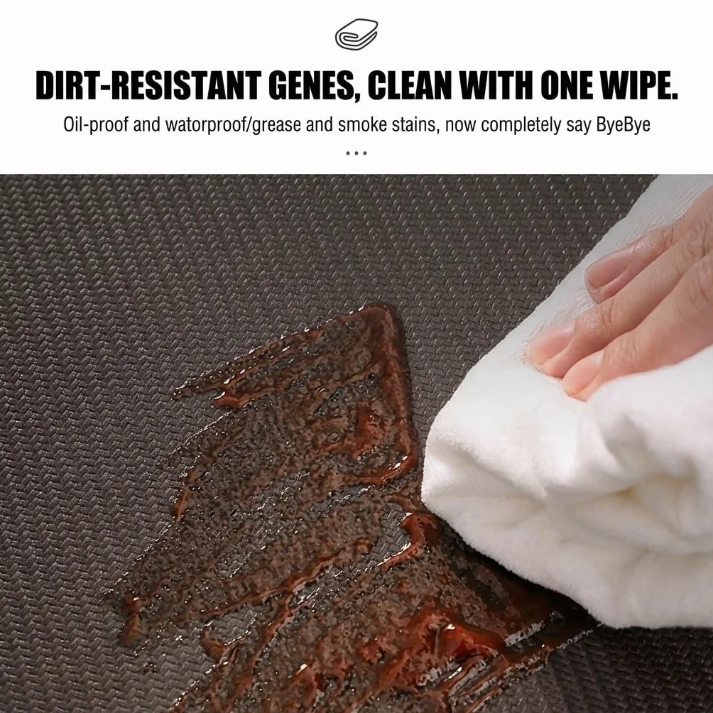 18mm Cushioned Kitchen Mat for Long Standing, PU Leather Waterproof & Oil Proof Floor Pad, Non-Slip Anti Fatigue Sink Rug, Charcoal(Gray,50x180cm)