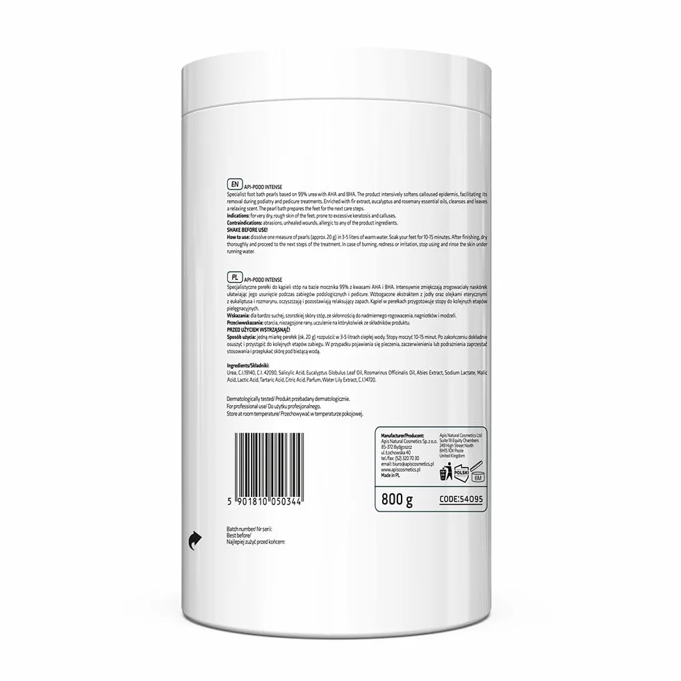 Apis Natural Cosmetics Professional Api-Podo Intense Perełki do stóp zmiękczające kwasy AHA BHA 800 g