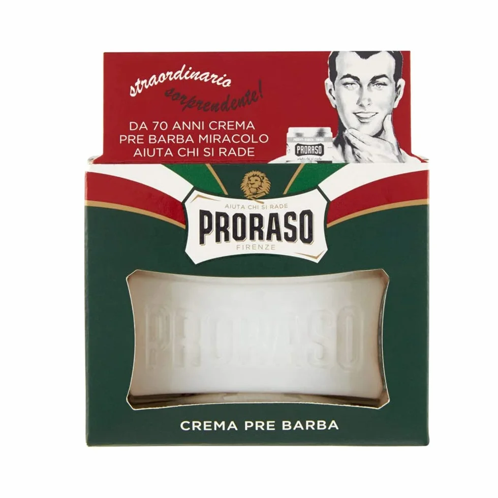 Proraso Orzeźwiający krem do brody, 3 x 100 ml, orzeźwiający i orzeźwiający krem do brody z olejkiem eukaliptusowym i mentolem, wyprodukowany we Włoszech