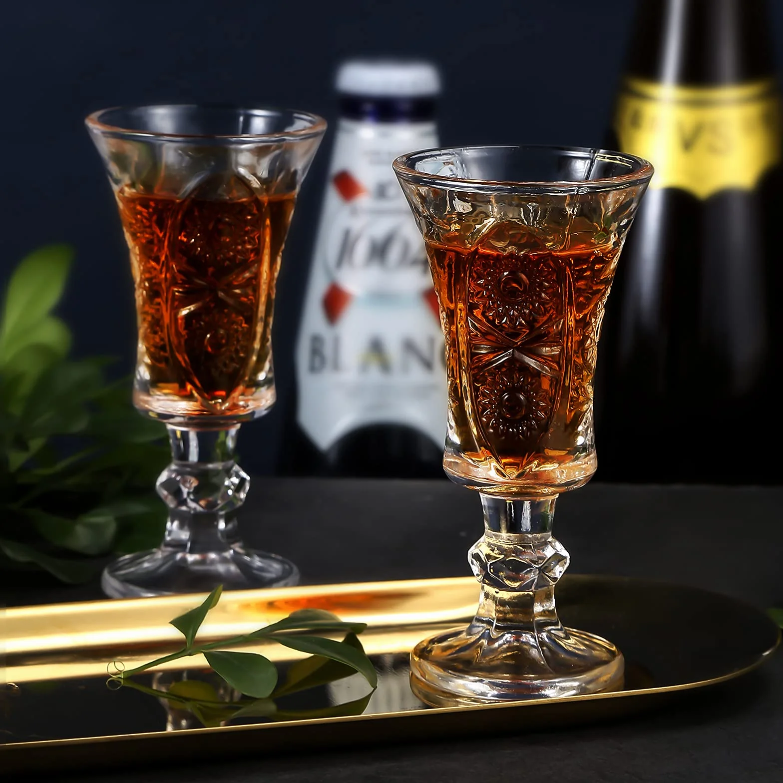 JAIEF Okrągłe kieliszki do wódki 45 ml, szkło bezołowiowe, przezroczyste kieliszki do wódki z ciężkim dnem (6)