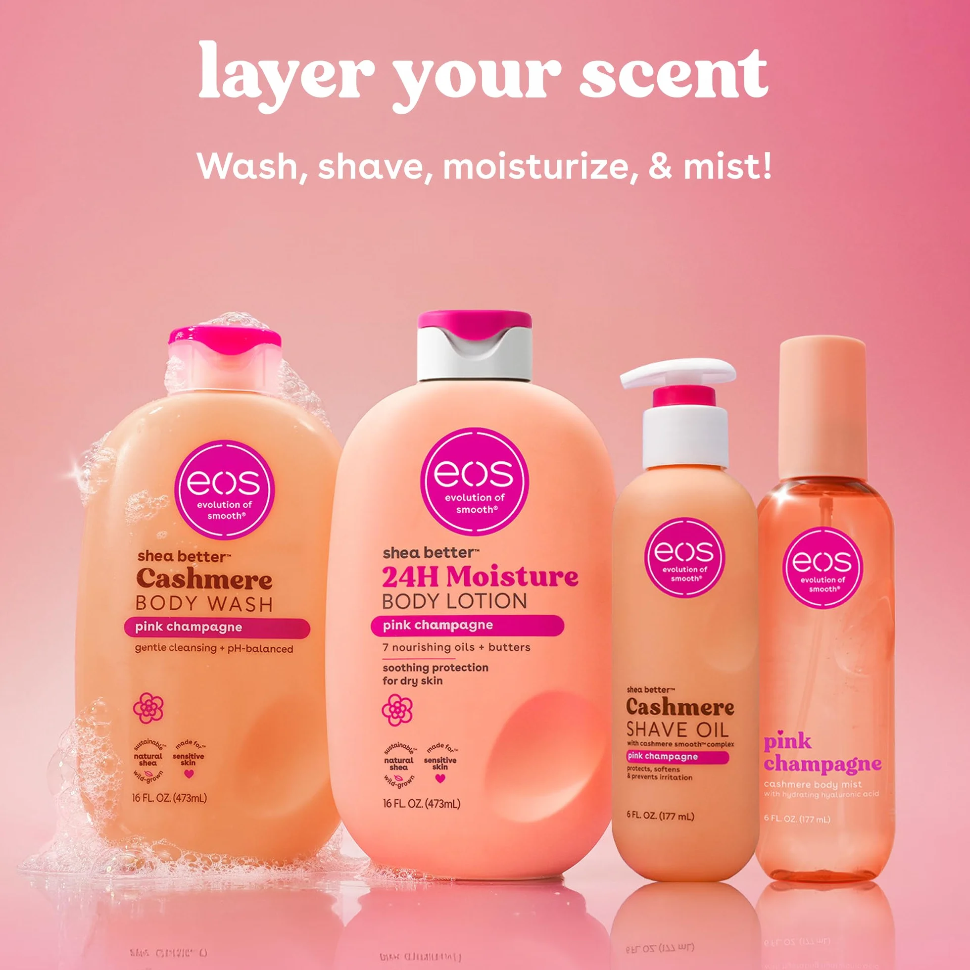 eos Olejek kaszmirowy do golenia, nawilżający olejek do golenia z masłem shea i gliceryną, do skóry wrażliwej, 177 ml