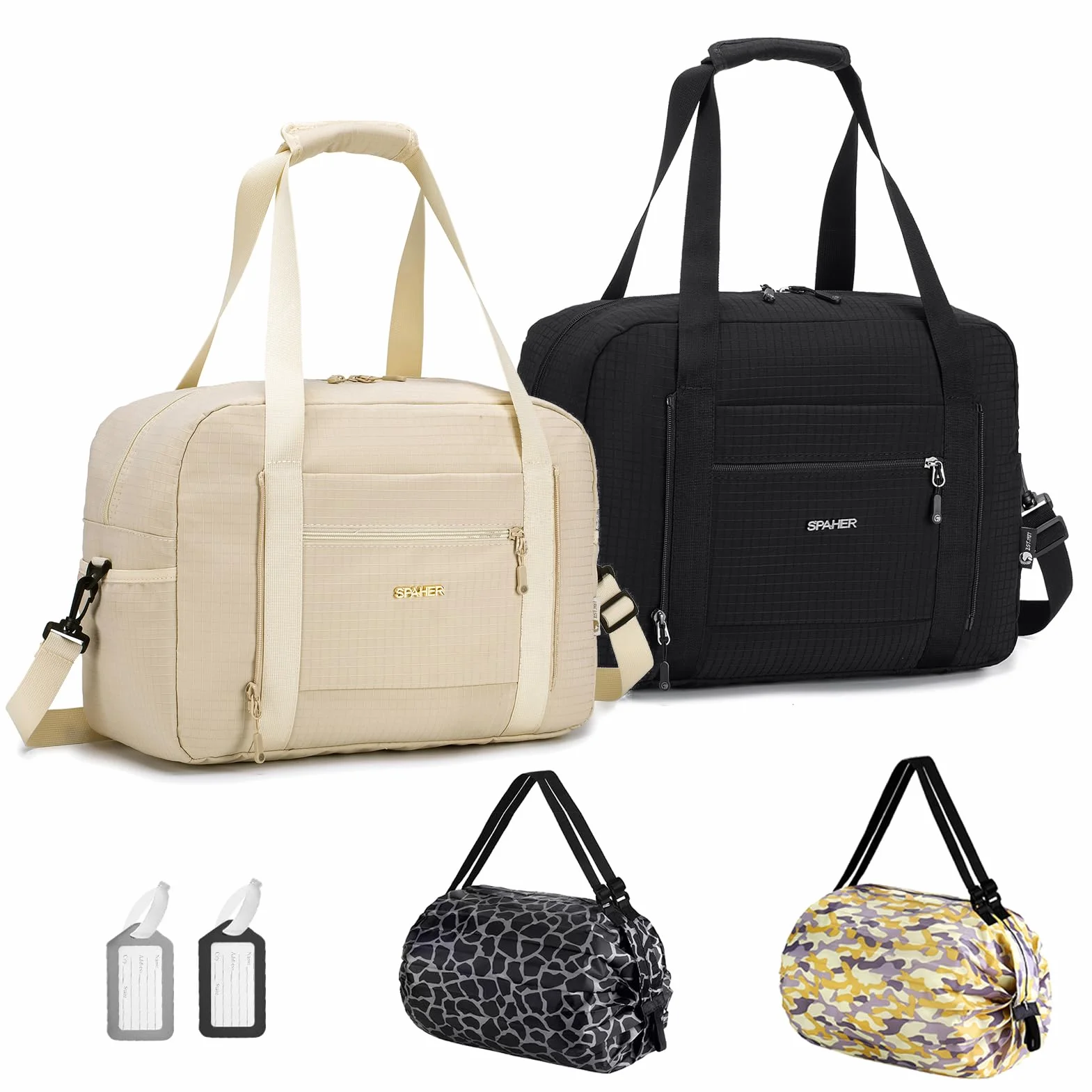 SPAHER 2X Torba Podróżna Bagaż Podręczny 40x30x20 Wizzair Vueling Torba Sportowa Weekendowa Pływacka Wodoodporna Torby Szpitalna Ciążowa Fitness Cabin Duffle Bag dla Kobiet Mężczyźni