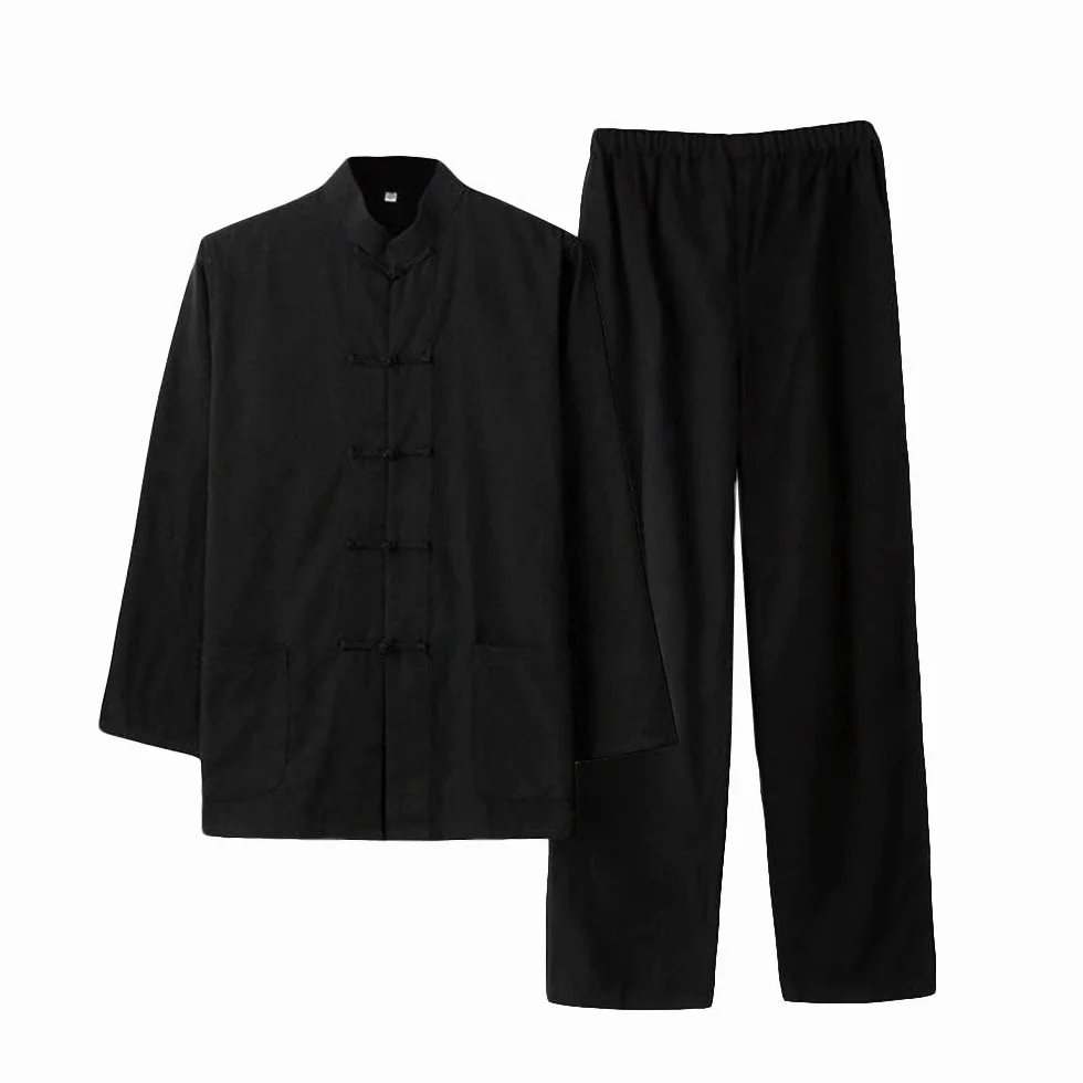 G-LIKE Męski chiński tradycyjny strój do sztuk walki Kung Fu Tai Chi klasyczny Tangzhuang koszula z długim rękawem spodnie strój treningowy dres