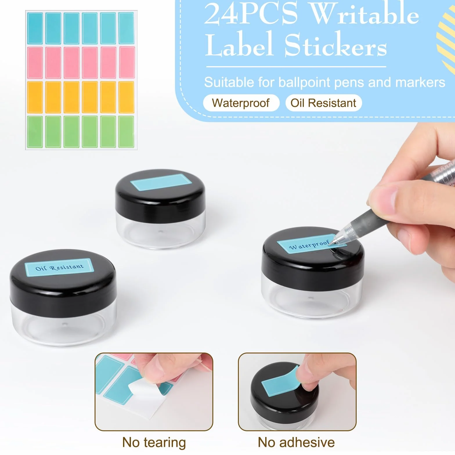 AiQInu 8 sztuk pojemników podróżnych 30 ml, przezroczyste pojemniki na kremy podróżne, plastikowe słoiki kosmetyczne z 6 skrobakami 24 naklejkami, puste pojemniki kosmetyczne