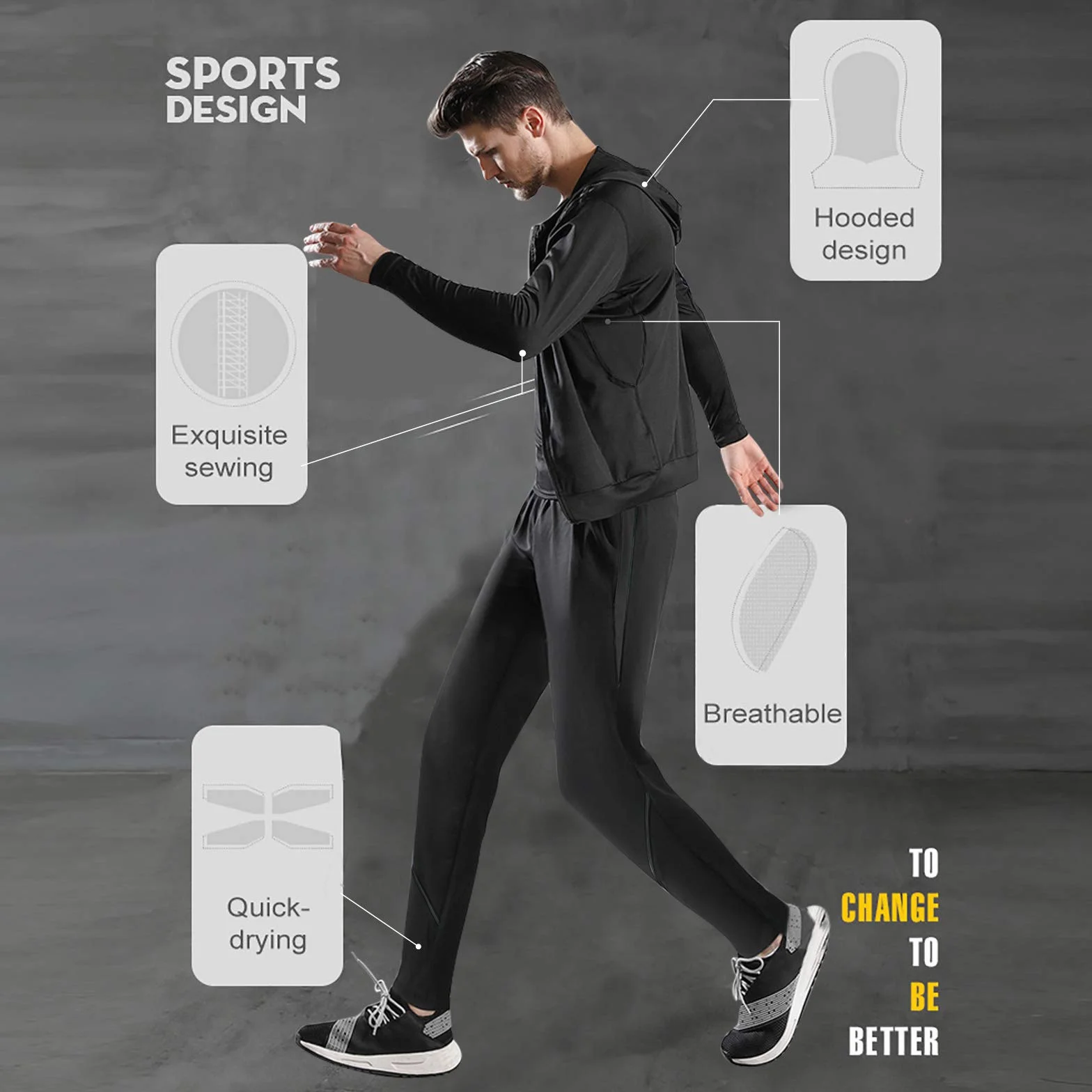 Superora 6-częściowy zestaw odzieży fitness dla mężczyzn odzież treningowa strój fitness odzież gimnastyczna outdoor