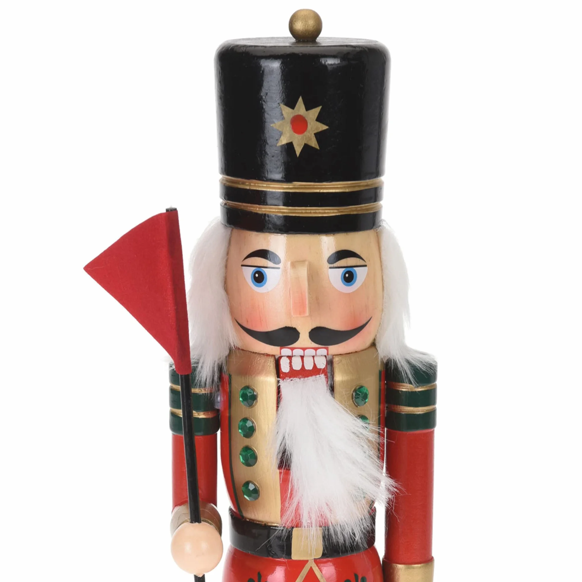 COM-FOUR® dekoracyjna figura dziadek do orzechów z czerwona flaga - Dekoracja swiateczna w formie tradycyjnego dziadka do orzechów - ozdobny dziadek do orzechów (XL - czerwona flaga)