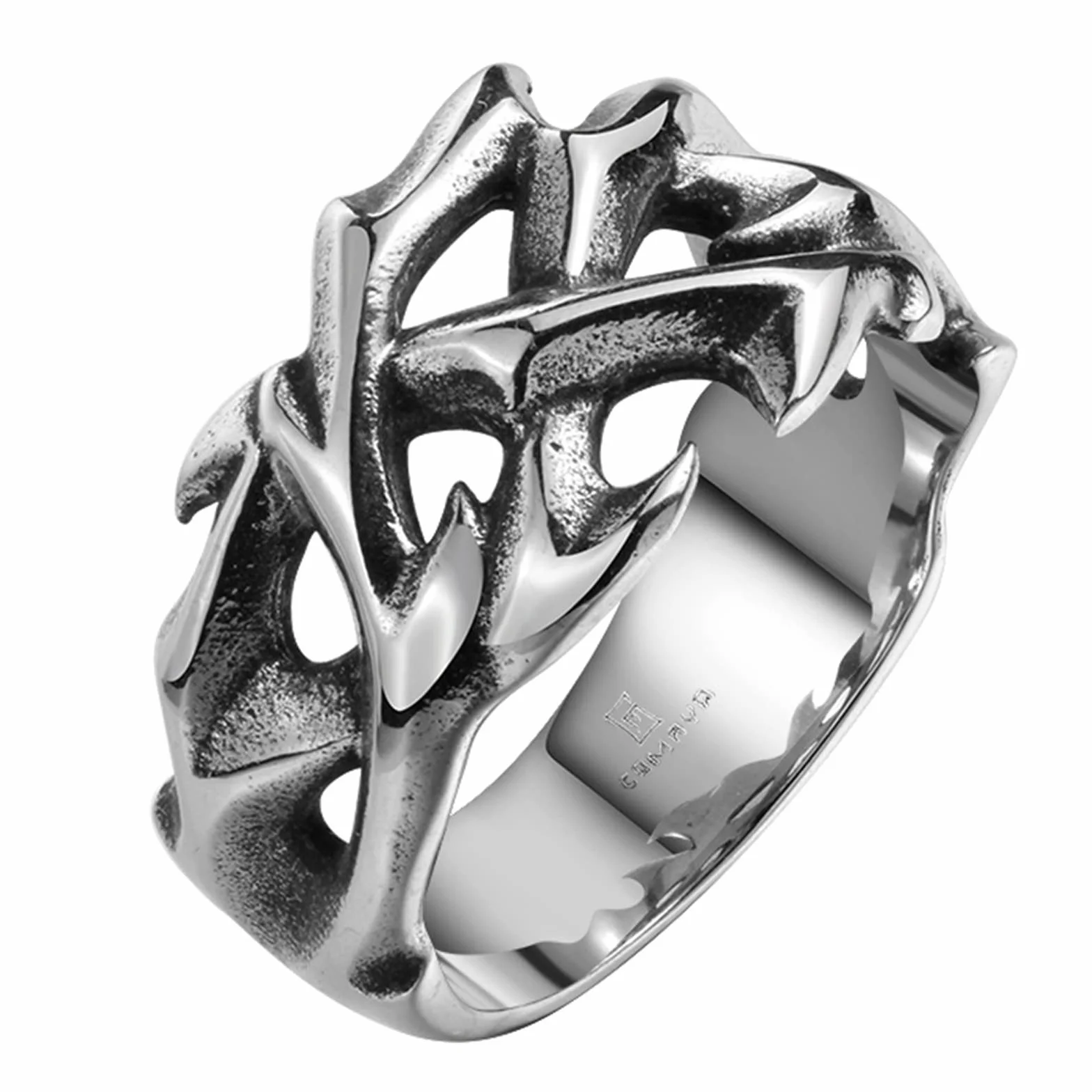 Vintage Hollow Out Design ciernie ze stali nierdzewnej męski pierścionek pierścionki dla par dla mężczyzn kobiety fajne Nordic Viking akcesoria biżuteria prezent