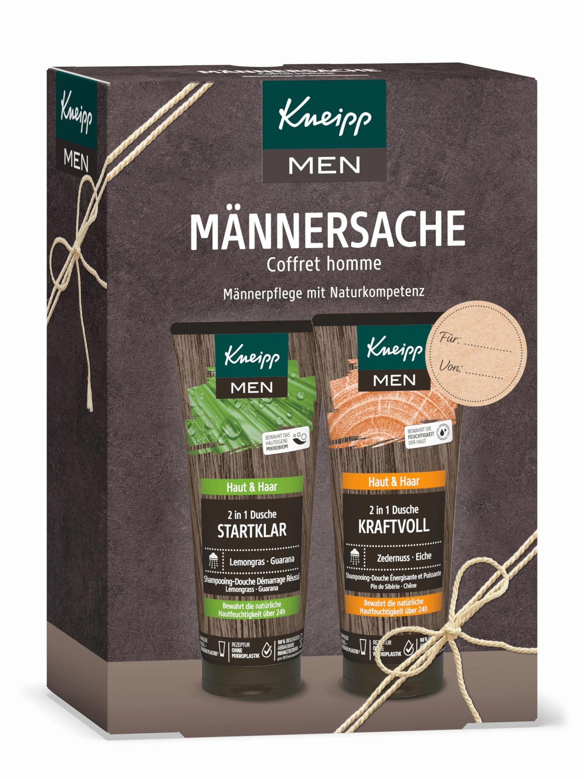 Kneipp Zestaw upominkowy dla mężczyzn - 2 w 1 męskie prysznice firmy Kneipp w oryginalnym rozmiarze - prezent wellness dla mężczyzn - Kneipp Men: pielęgnacja mężczyzn z kompetencjami natury - 2 x 200