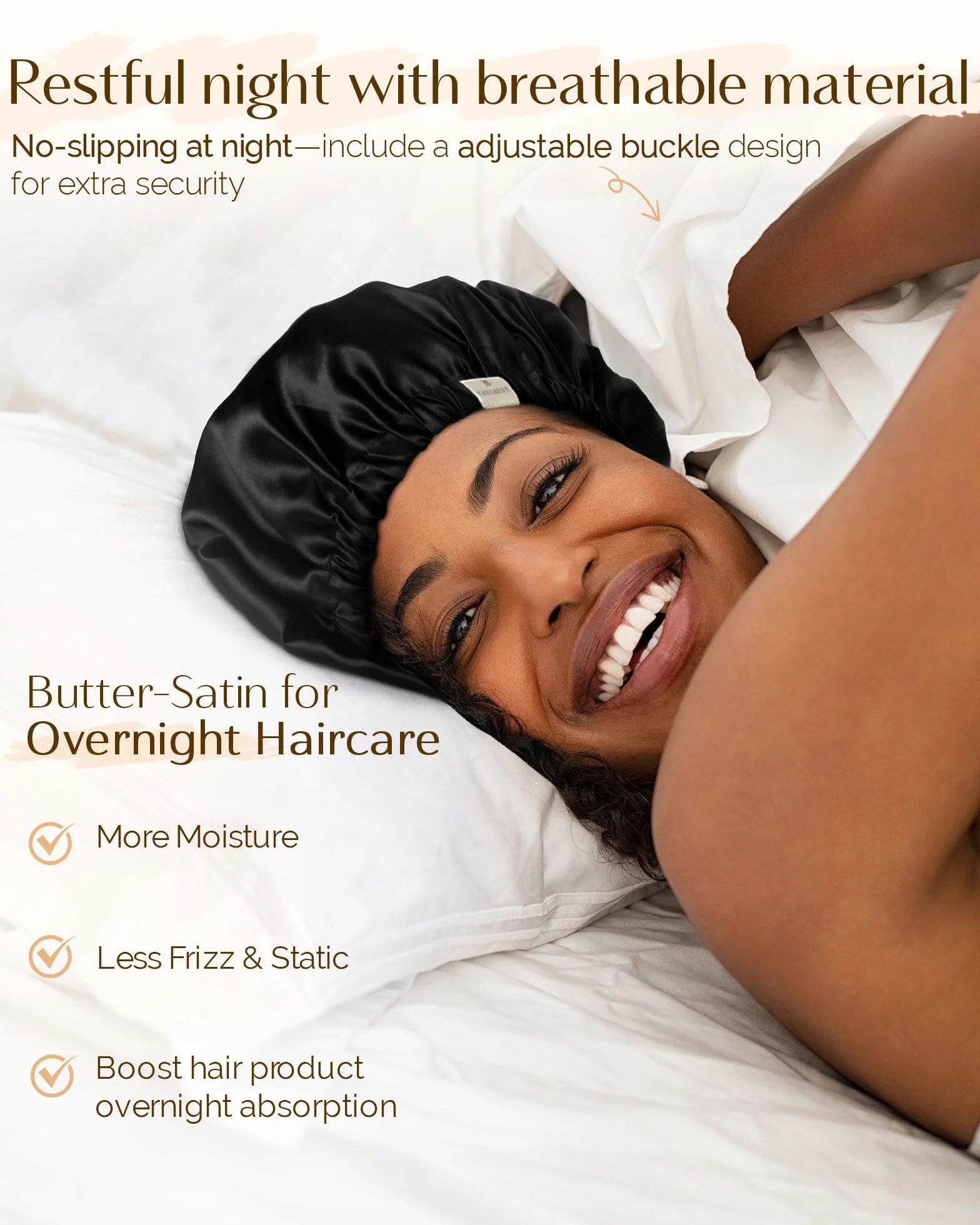 YANIBEST Satin Bonnet for Sleeping, Hair Bonnets for Women and Men, Double Layer Ajustable Silky Bonnet for Curly Braids Hair