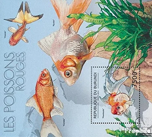 Prophila Collection Burundi Block281 (kompletne wydanie) świeża ** MNH 2012 złote rybki (znaczki pocztowe dla kolekcjonerów) zwierzęta wodne