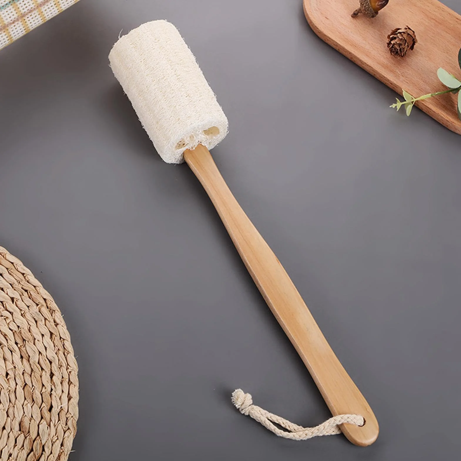 Lukwa szorująca do pleców z uchwytami, szczotka do mycia pleców z trukwy do prysznica, szczotka prysznicowa z długim uchwytem, peeling pleców z trukwy dla mężczyzn i kobiet