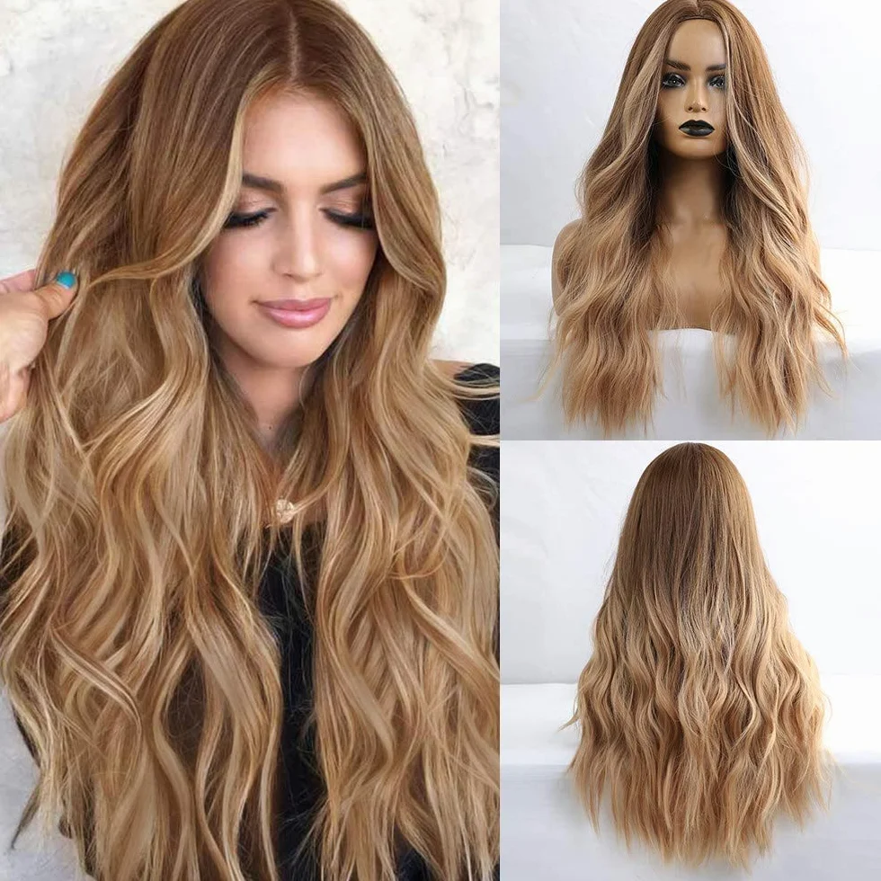 HAIRCUBE Długa Kręcona Peruka Damska 61 cm Brązowa Syntetyczna