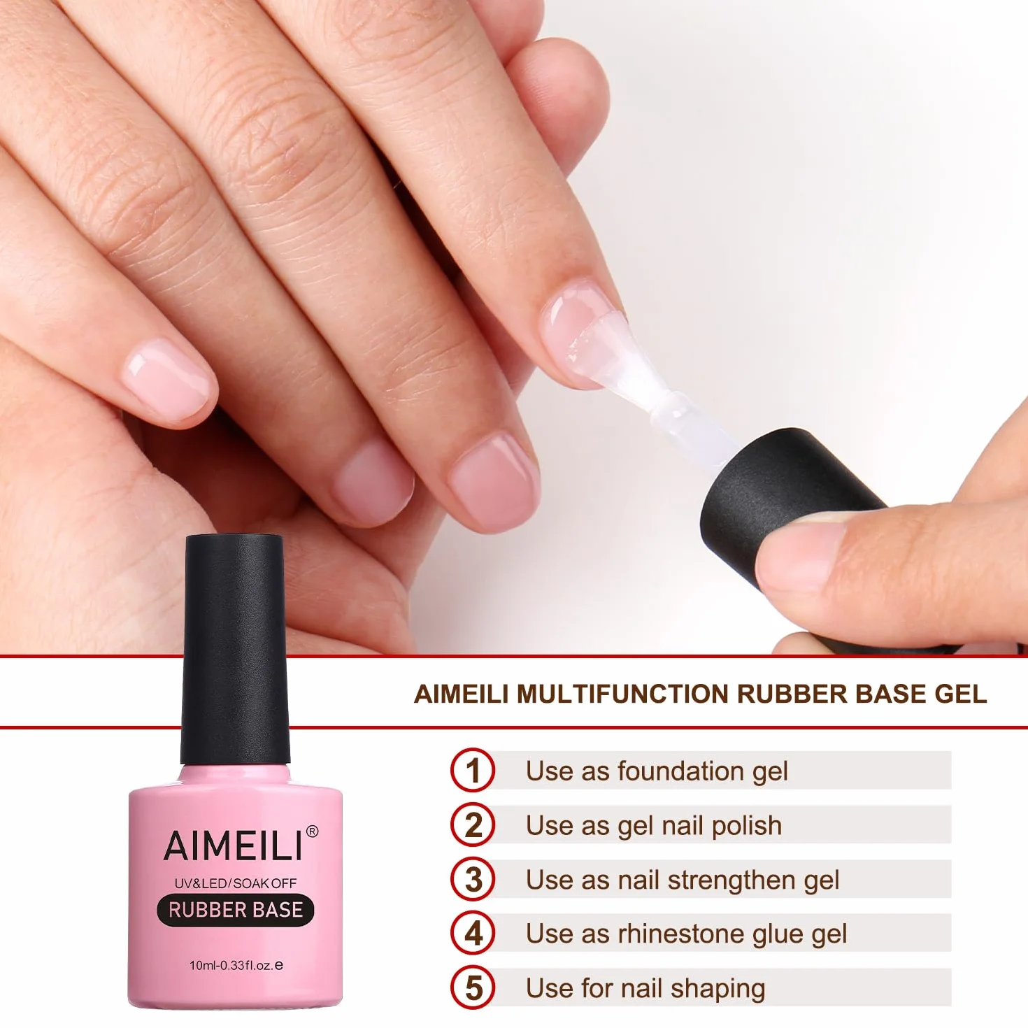 AIMEILI Rubber Base Gel Baza Kauczukowa Rubber Base Coat UV/LED Soak Off Żelowy Lakier do Paznokci Manicure - (444) 10ml