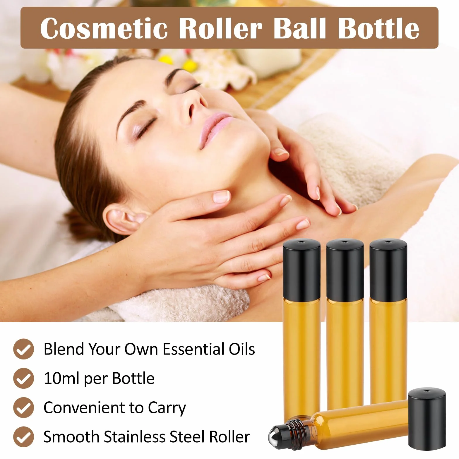 12 sztuk brązowych szklanych butelek, 10 ml szklana butelka w rolce ze stali nierdzewnej, napełniane butelki rolkowe olejki eteryczne do masażu aromaterapii perfum