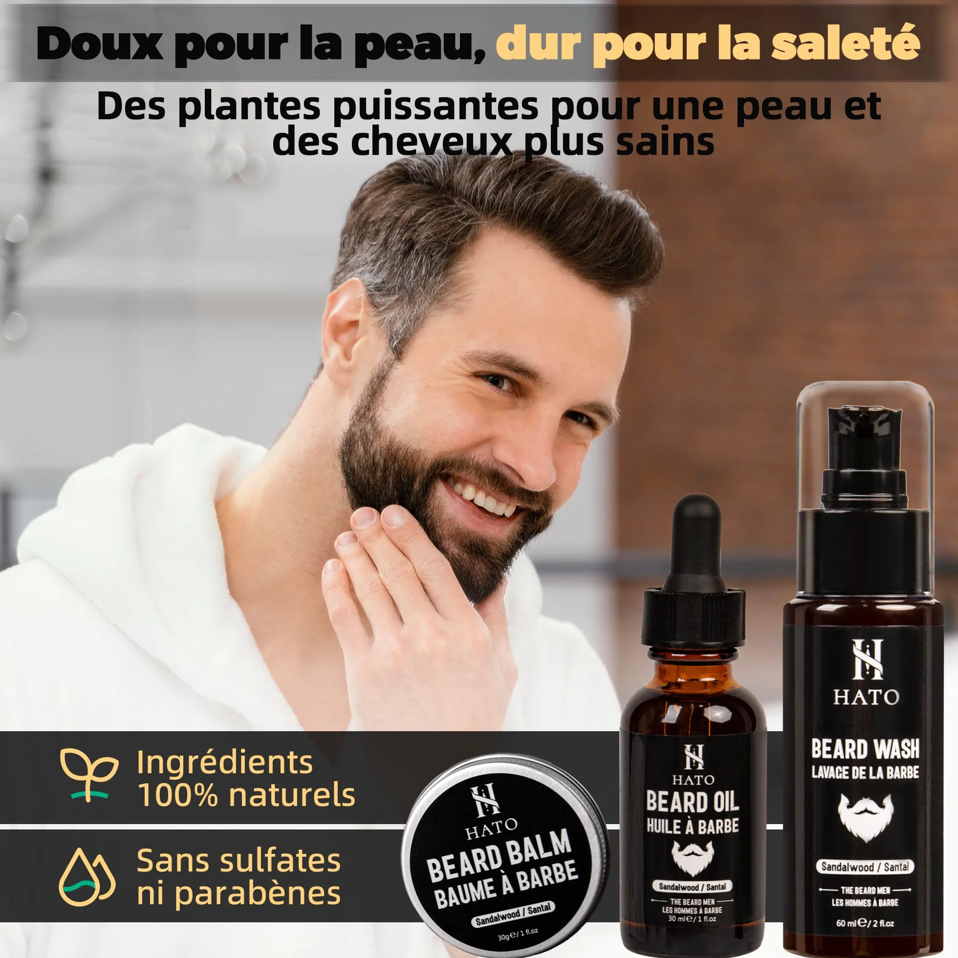 HATO Beard Kit, zestaw do pielęgnacji brody dla mężczyzn, L'Homme à Barbe