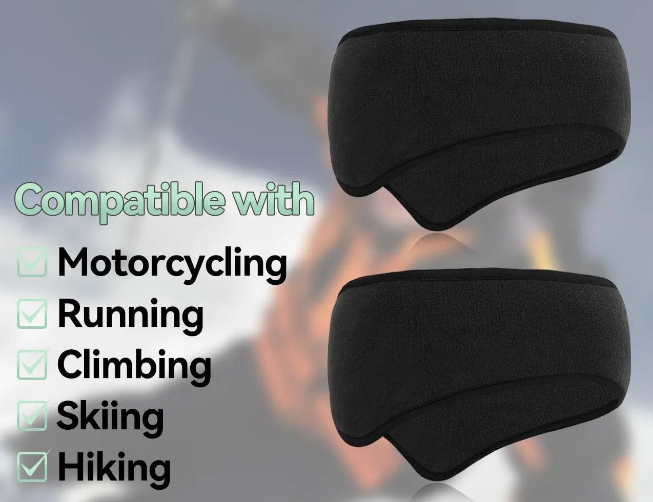 2 x opaska na głowę dla mężczyzn, kobiet, sportowa, do biegania, wędrówek, joggingu, jazdy na rowerze i motocyklu (czarna)