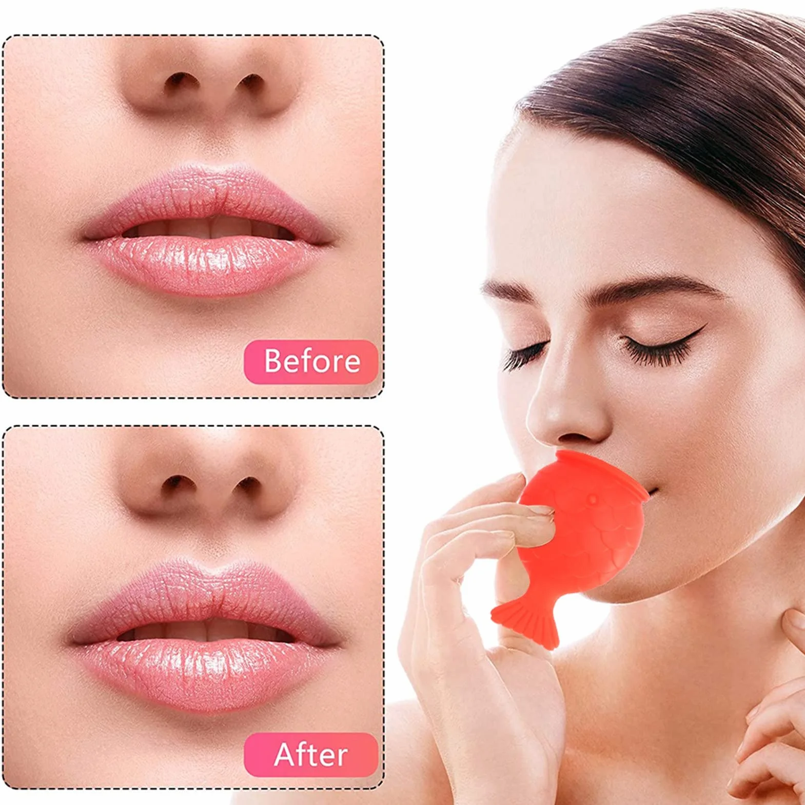 Lip Plumper, Warga Plumper Przyssawka, Przenośny Kształt Ryby Wargi Plumper Enhancer Urządzenie do Powiększania Ust Przyrząd Kosmetyczny dla Kobiet