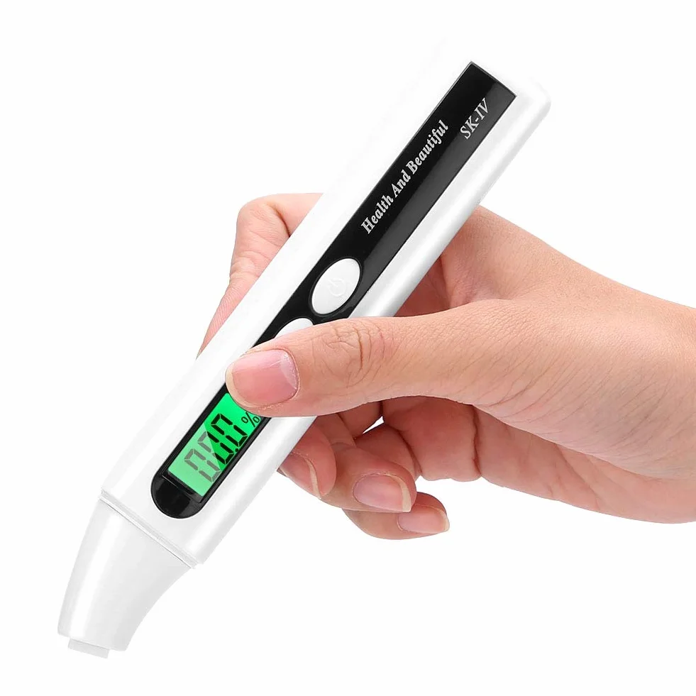 Cyfrowy czujnik wilgotności skóry przenośny analizator zawartości oleju do twarzy wyświetlacz LCD tester pielęgnacji skóry wykrywacz pielęgnacji twarzy (biały)