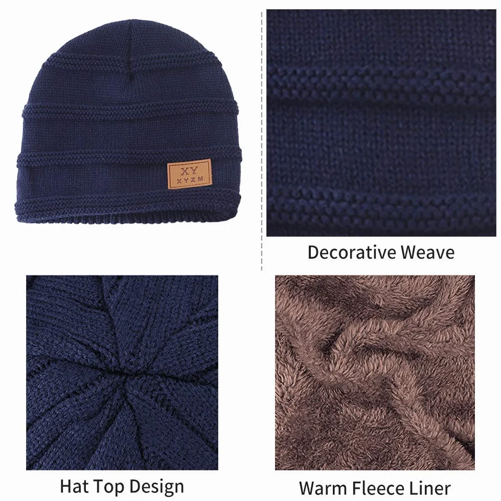 Dziecięca czapka zimowa i szalik zestaw ciepła dzianinowa czapka beanie i okrągły szalik z podszewką z polaru dla dzieci chłopców dziewcząt