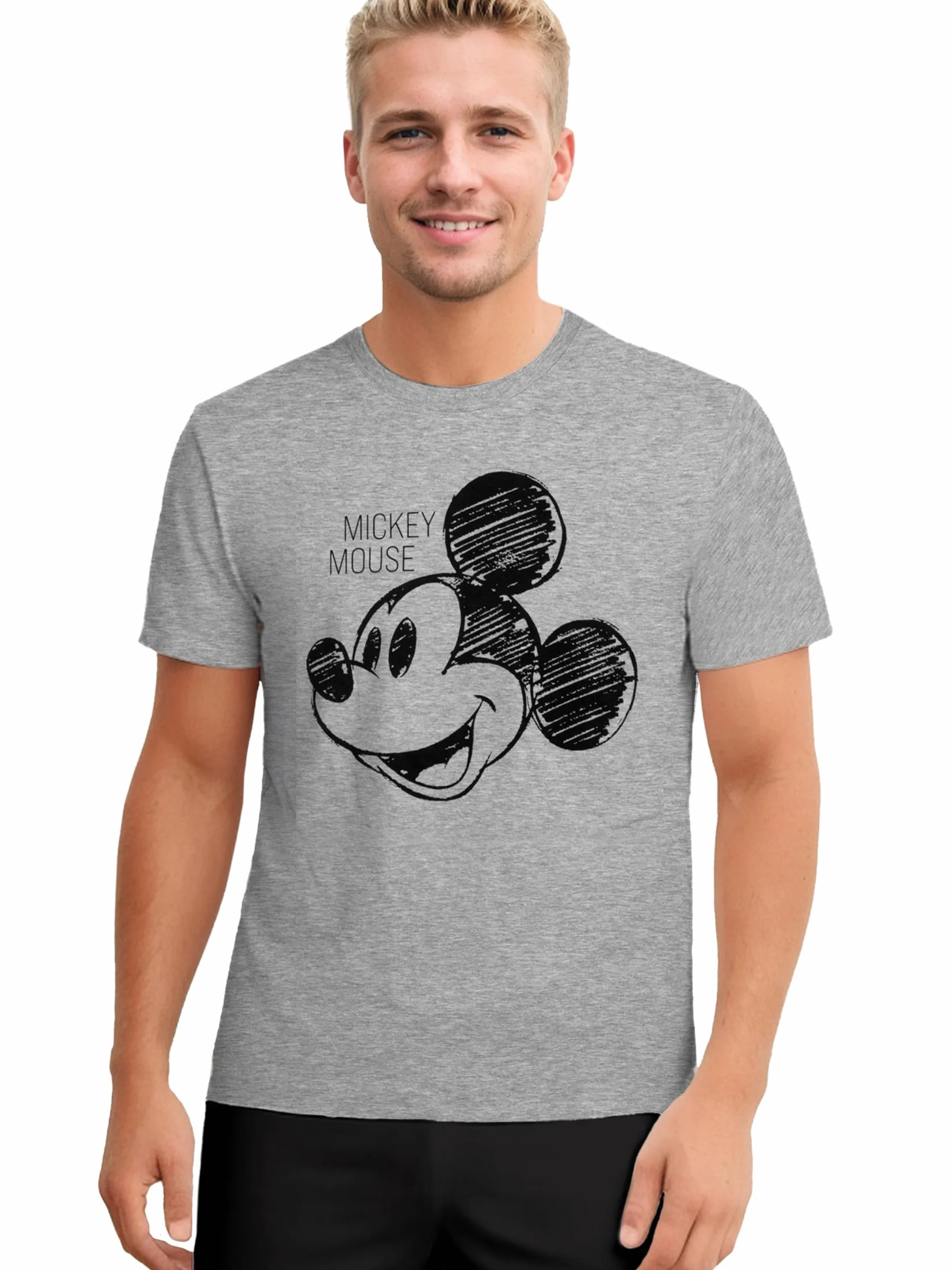 Piżama męska Disney Mickey Mouse - zestaw piżamy męskiej z krótkim rękawem, górna część z szortami, szaro-czarna