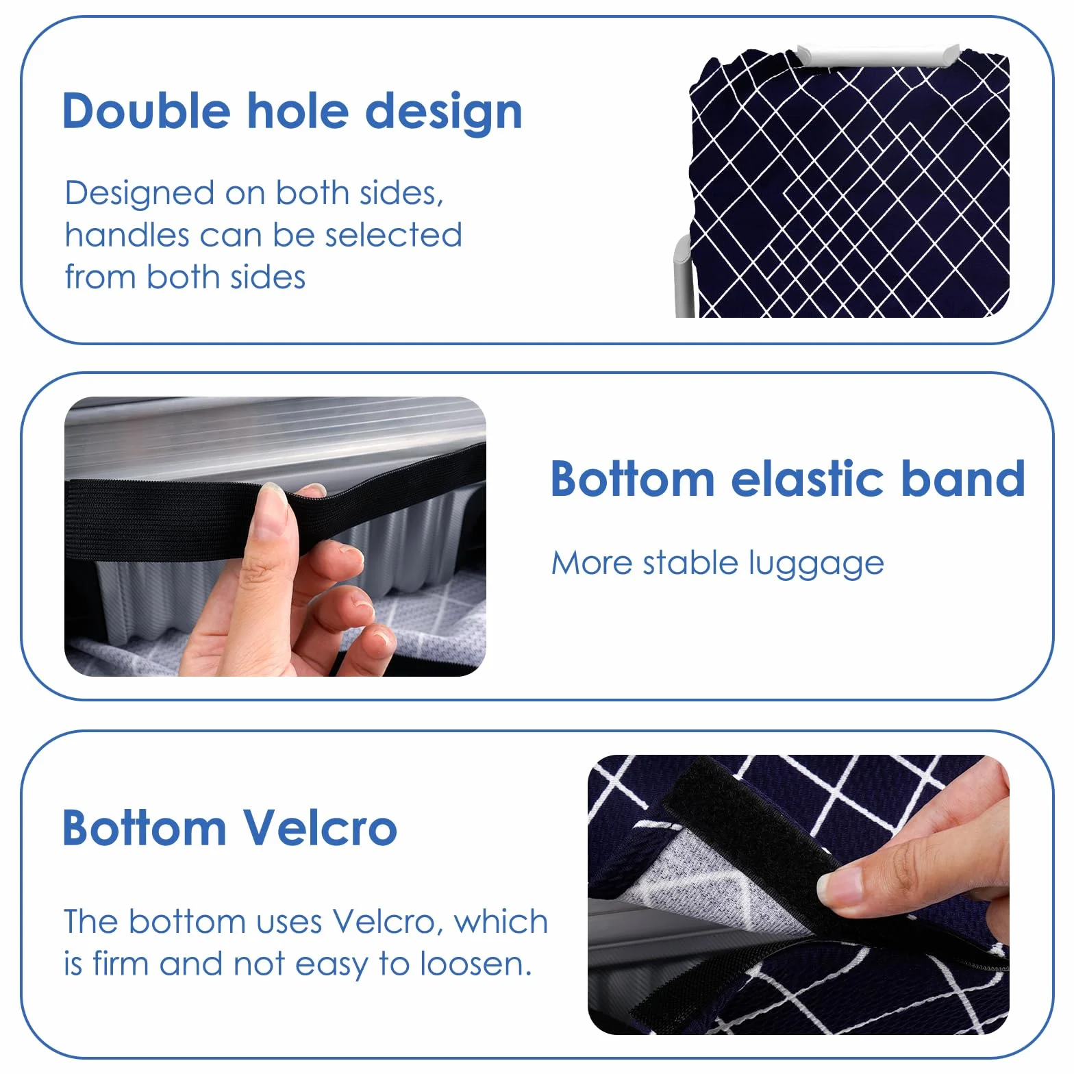 Adorila Pokrowiec na bagaż podróżny ochraniacz walizki, zmywalny pokrowiec na walizkę, elastyczny pokrowiec ochronny na walizkę, Krata ukośna, L