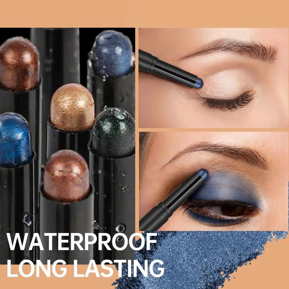 Cienie do powiek w sztyfcie, 8 * 2g Zestaw ołówków do cieni do powiek z brokatem i matowym, Eye Shadow Stick w kremie, łatwy w użyciu, tworzy kredki do oczu i długotrwały makijaż oczu (zestaw C)