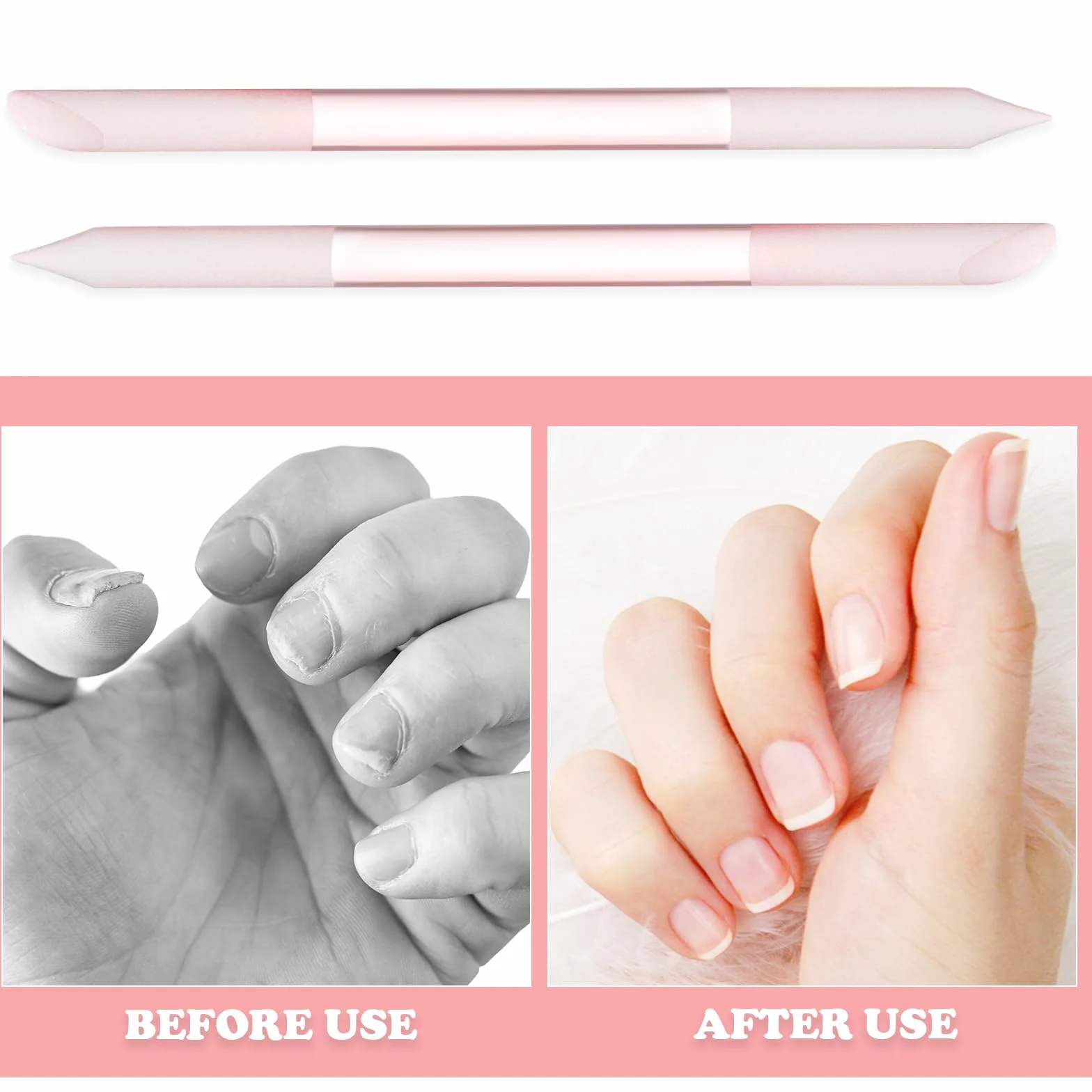 2 Sztuki Popychacz do Skórek, Szklany Pilnik do Paznokci, Dwustronny, Profesjonalny Precyzyjny, Narzędzie do Manicure, DIY