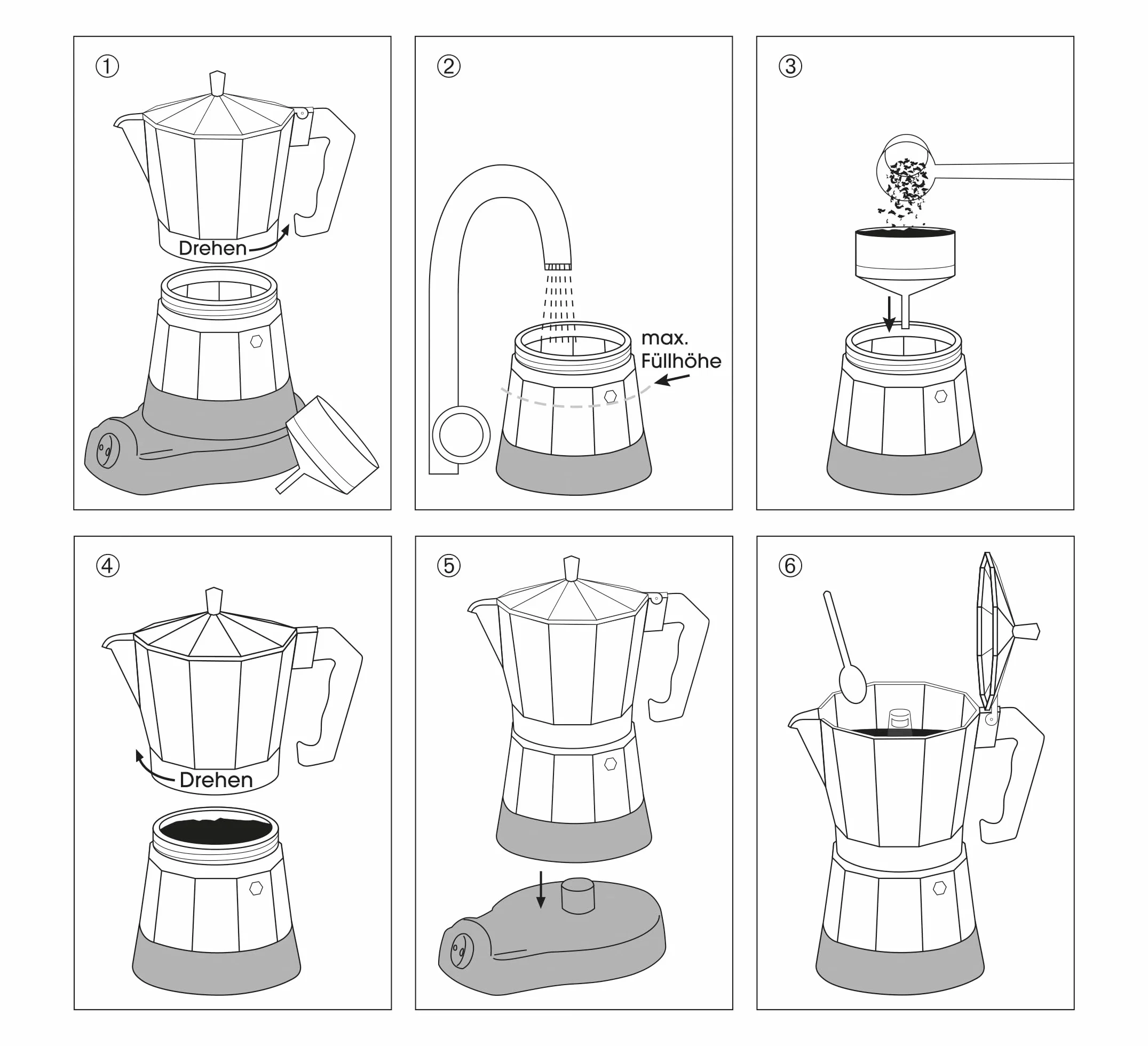 cilio Zaparzacz do espresso Classico na 6 filiżanek, elektryczny 480 W, Ø 11,5 cm, wysokość: 25 cm, aluminium, srebrny, zintegrowana płyta kuchenna, z funkcją utrzymania ciepła i sitkiem redukcyjnym, do podróży lub na kemping