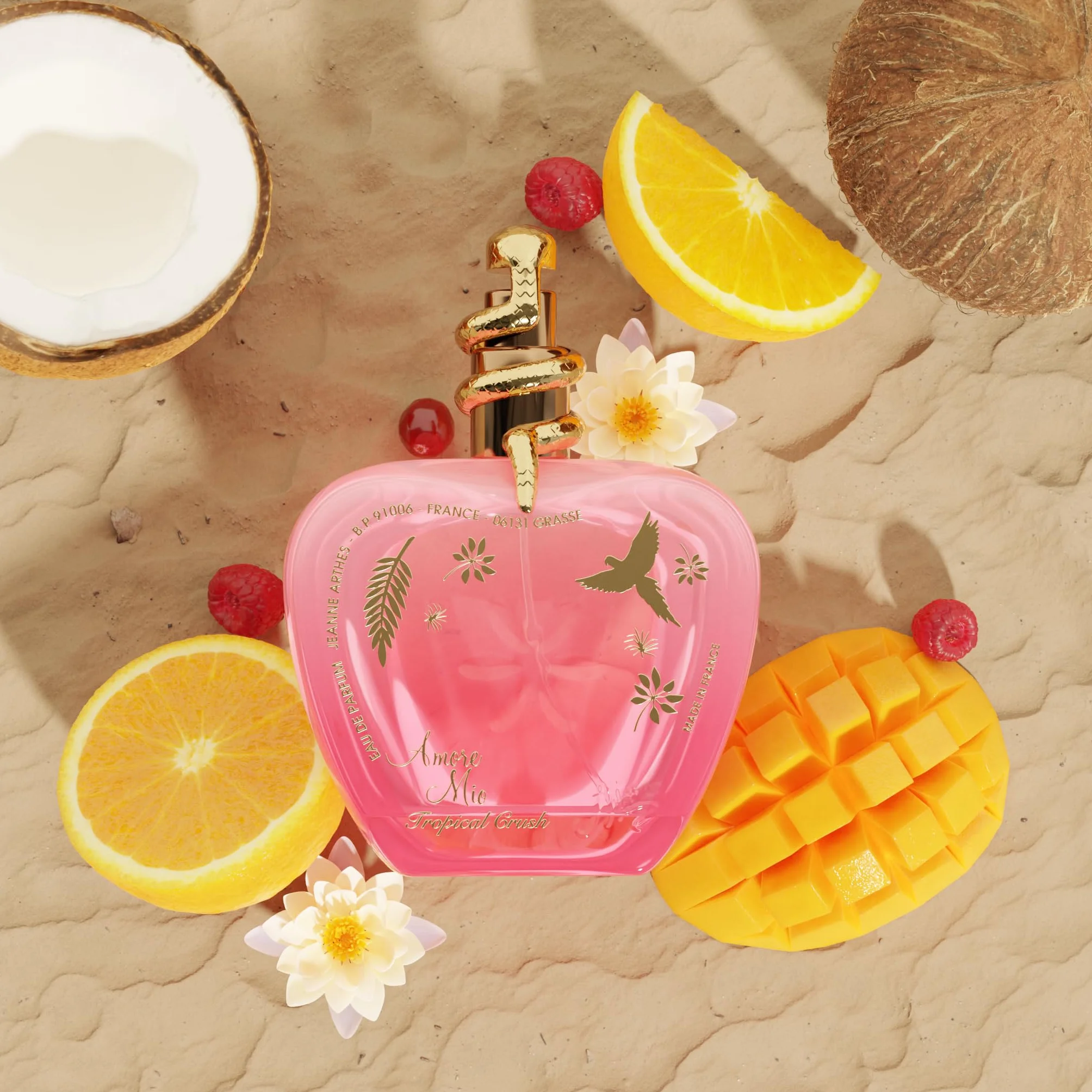 JEANNE ARTHES - Damskie perfumy Amore Mio Tropical Crush - Woda perfumowana - Butelka z rozpylaczem 100 ml - Wyprodukowano we Francji w Grasse
