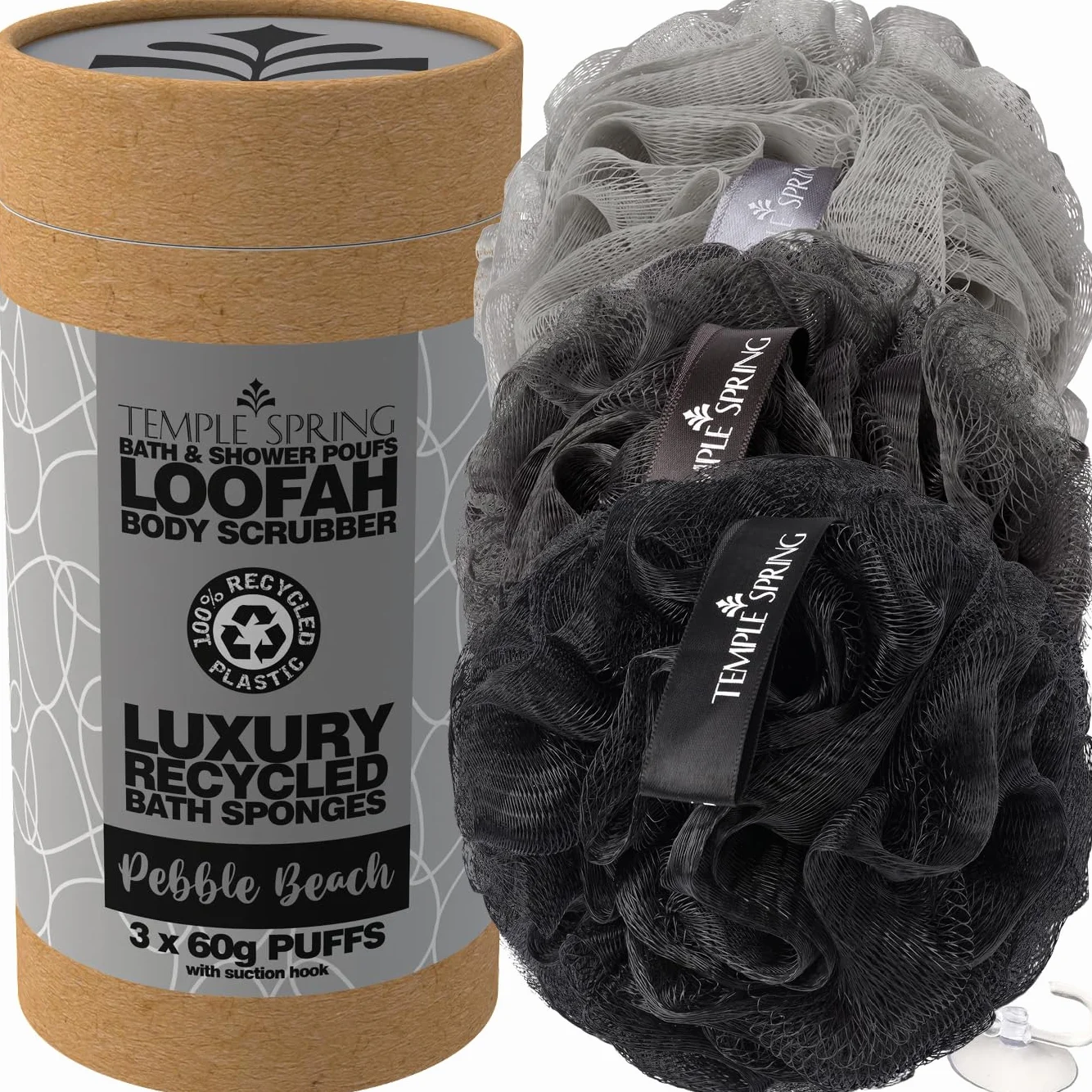 Eco Recycled pufa prysznicowa, wanna Loofah, szczotka do ciała, gąbka z siateczki, złuszczająca gumka do kąpieli, piankowe kulki