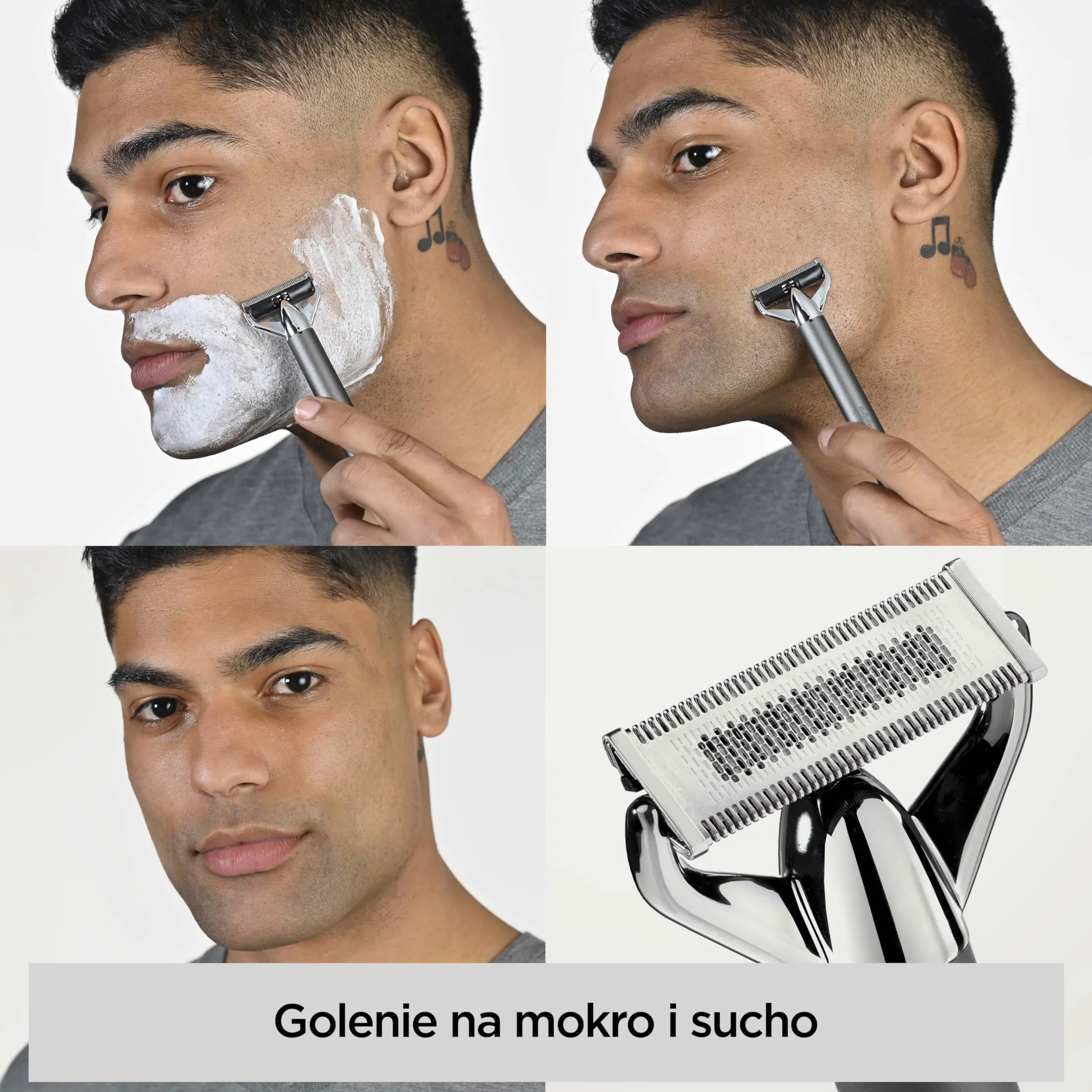 BaByliss X-Blade Trymer do Zarostu i Brody, Ultraostre ostrza, Głowica 50°, 4 nasadki 1-5 mm, Akumulator litowo-jonowy, Wodoodporny OT996E