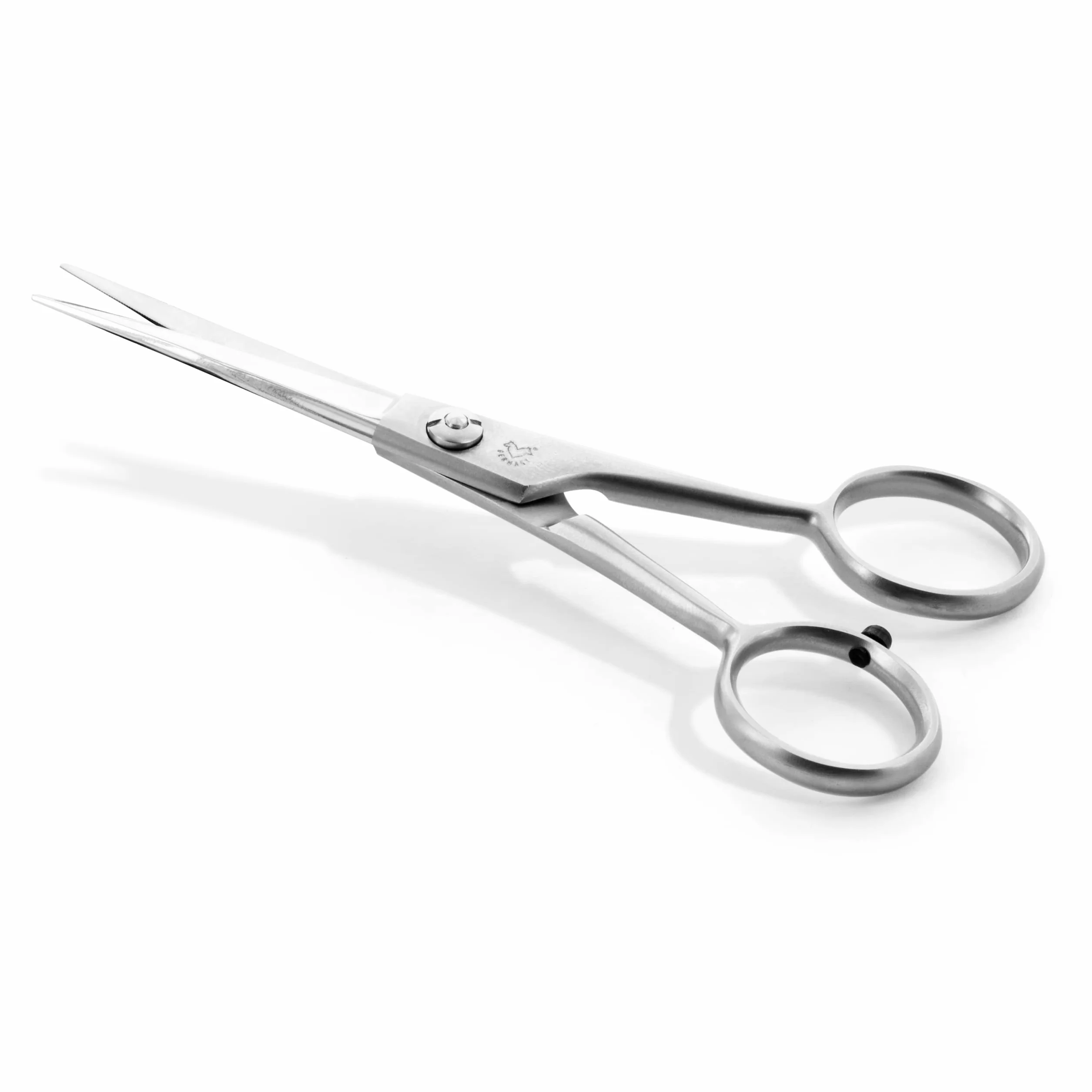 OTTO HERDER nożyce do brody dla mężczyzn 13 cm w skórzanym etui z matowej stali nierdzewnej z jednostronnym mikrouzębieniem i samoczynnie odkręcanym kluczem/nożyczki do brody do cięcia brody