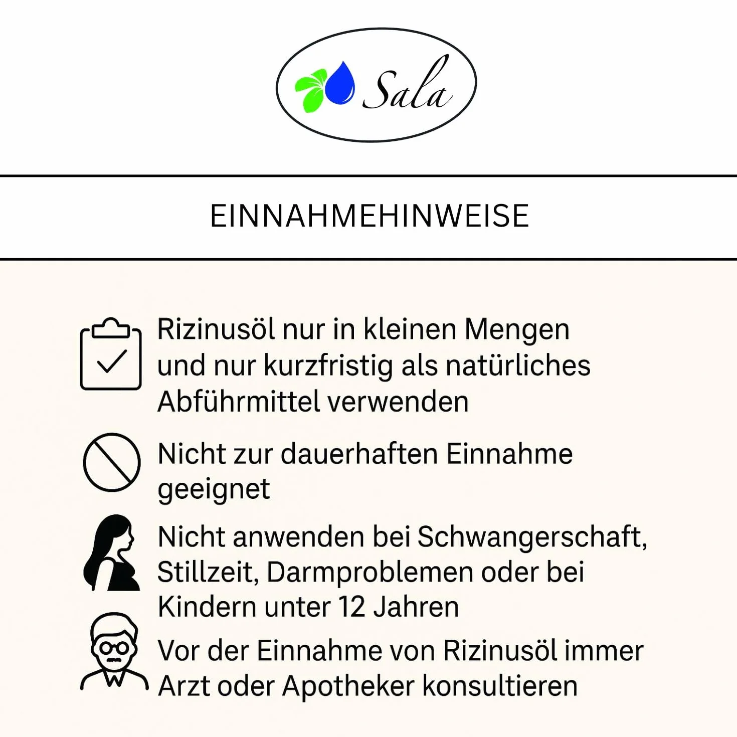 Sala Olej rycynowy tłoczony na zimno bio 1 l 1000 ml butelka szklana