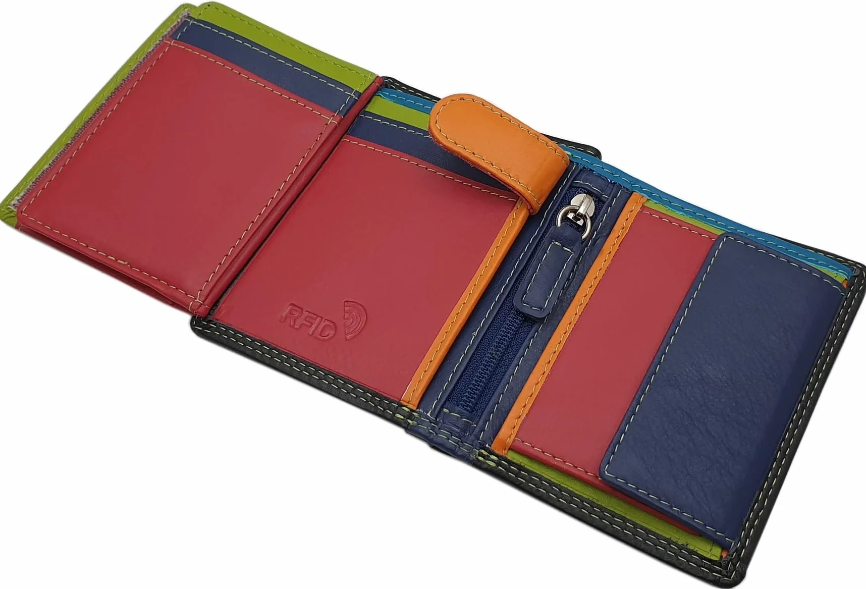 myledershop Mały portfel damski z bydlęcej skóry nappa/portmonetka/portfel z ochroną RFID i NFC, wielokolorowy, wielokolorowy, Einheitsgröße, Nowoczesny
