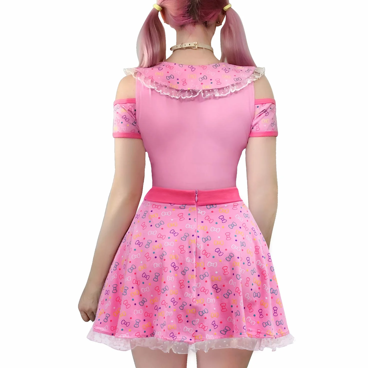 LittleForBig Dorośli Baby miłośnik pieluszek (ABDL) zatrzas w komkroku jednoczęściowy śpioszki-Witaj Meow-Meow Onesie