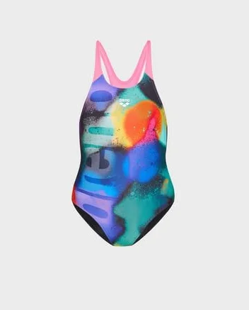 ARENA Pełny Dziewczynki Girl's Arena Spray Paint Swimsuit Swim Pro Back