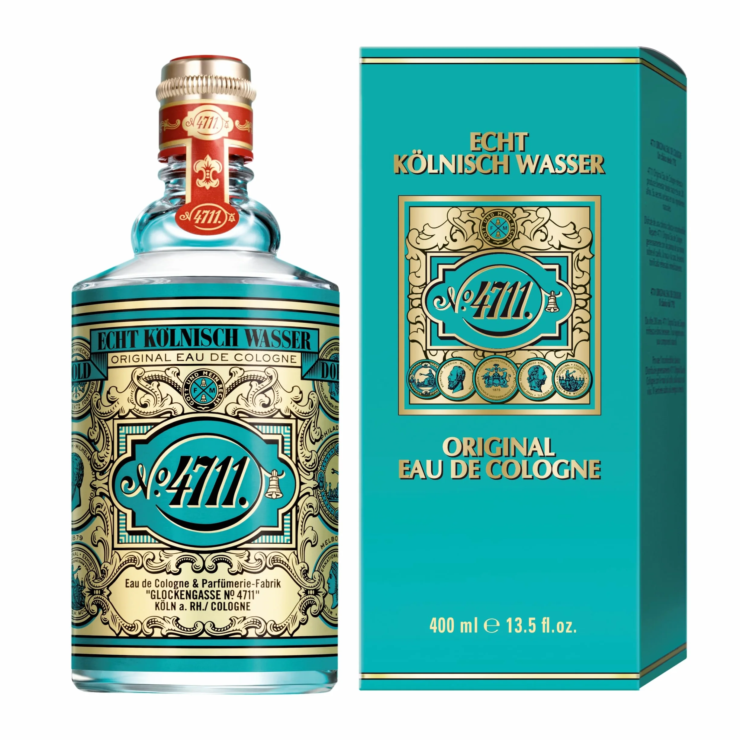 4711® Echt Kölnisch Wasser - woda kolońska w butelce Molanusa, klasyczny zapach w ikonicznym flakonie, unisex, kojąca dla ciała, umysłu i duszy, 400 ml
