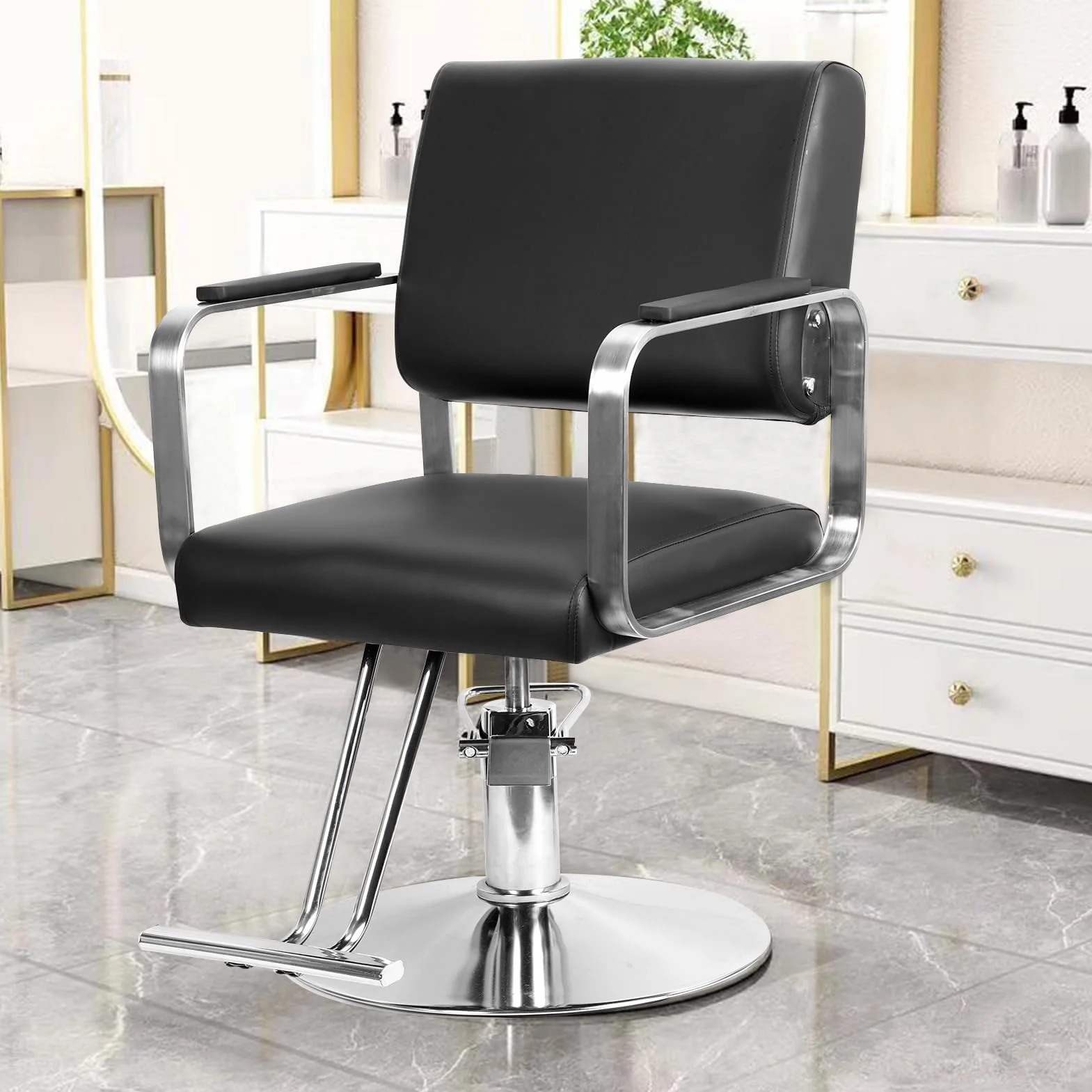 Krzesło do salonu fryzjerskiego stylizacja wytrzymała pompa hydrauliczna krzesło fryzjerskie szampon kosmetyczny krzesło fryzjerskie dla stylistki włosów kobiet mężczyzn (czarne)