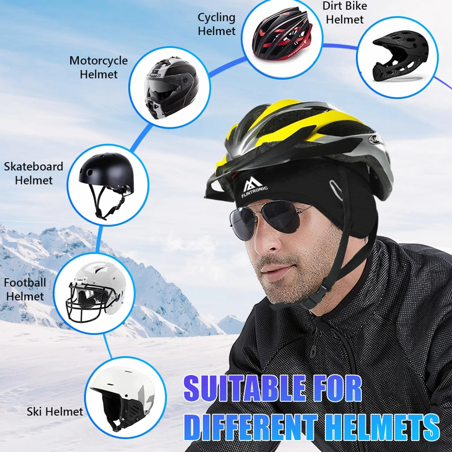 flintronic Zimowa czapka rowerowa, wiatroszczelna czapka rowerowa, ciepła czapka rowerowa, oddychająca czapka rowerowa, czapka do biegania dla mężczyzn i kobiet, do jazdy na rowerze, jazdy na nartach,